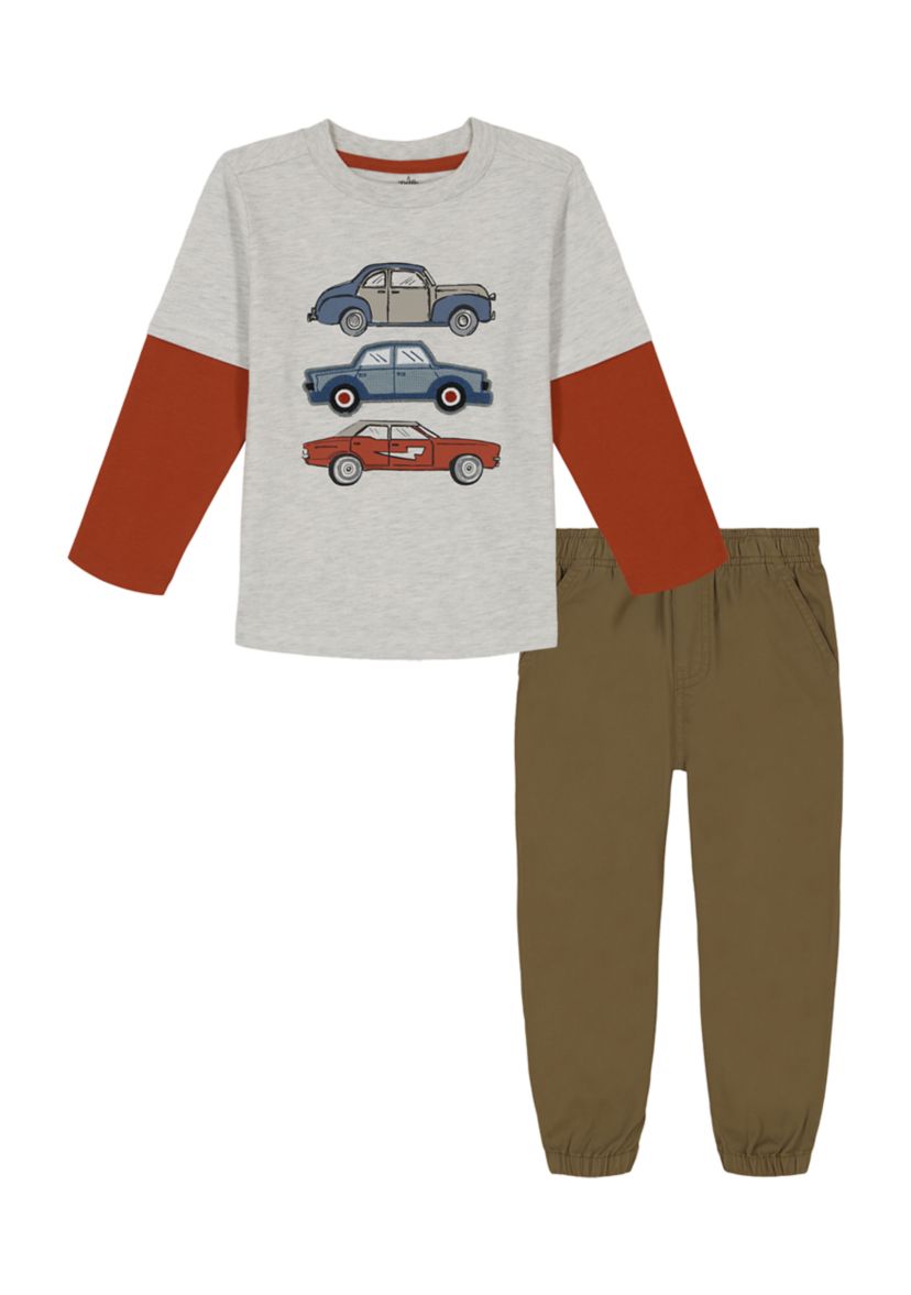 Baby Boys 2 Piece Knit T-Shirt and Woven Joggers Set