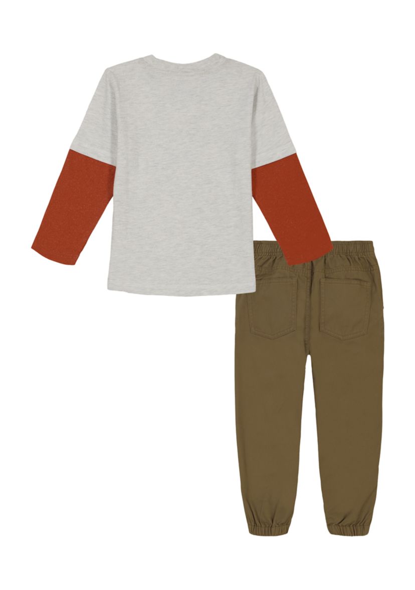 Baby Boys 2 Piece Knit T-Shirt and Woven Joggers Set
