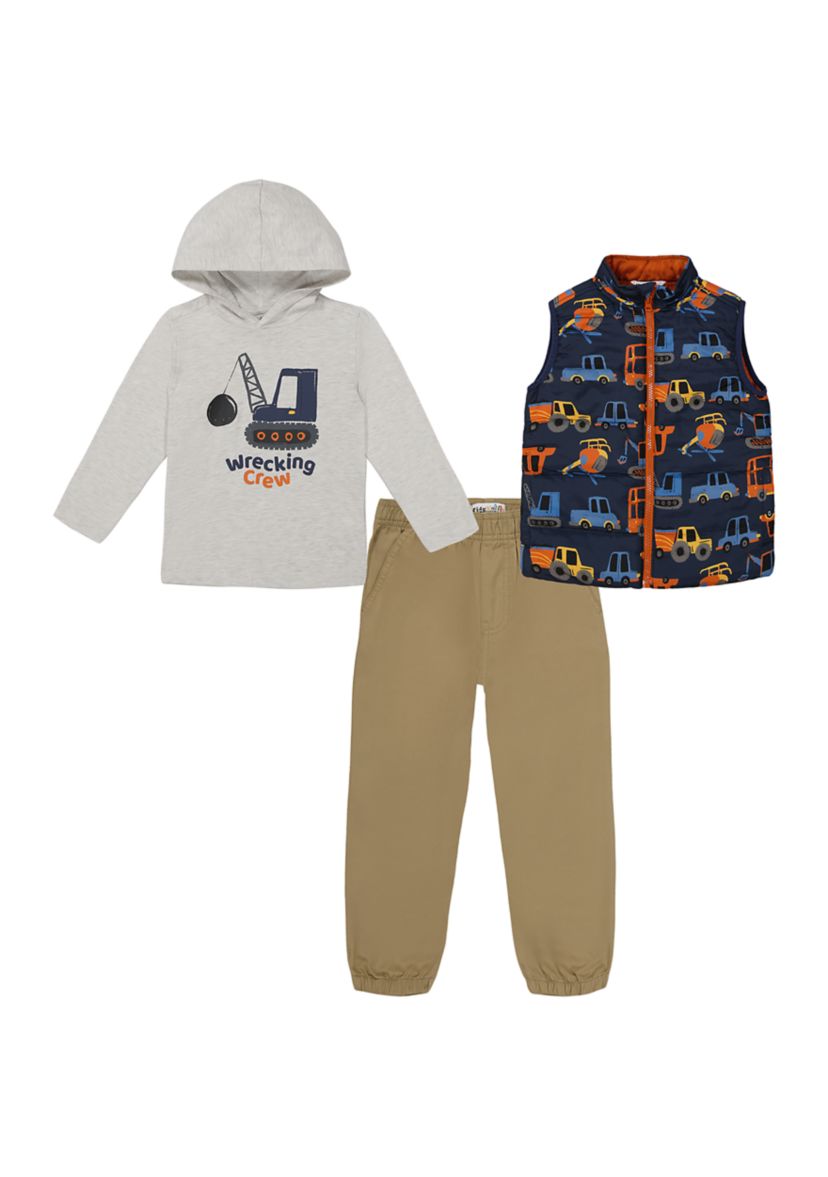 Baby Boys 3 Piece Puffer Vest Set