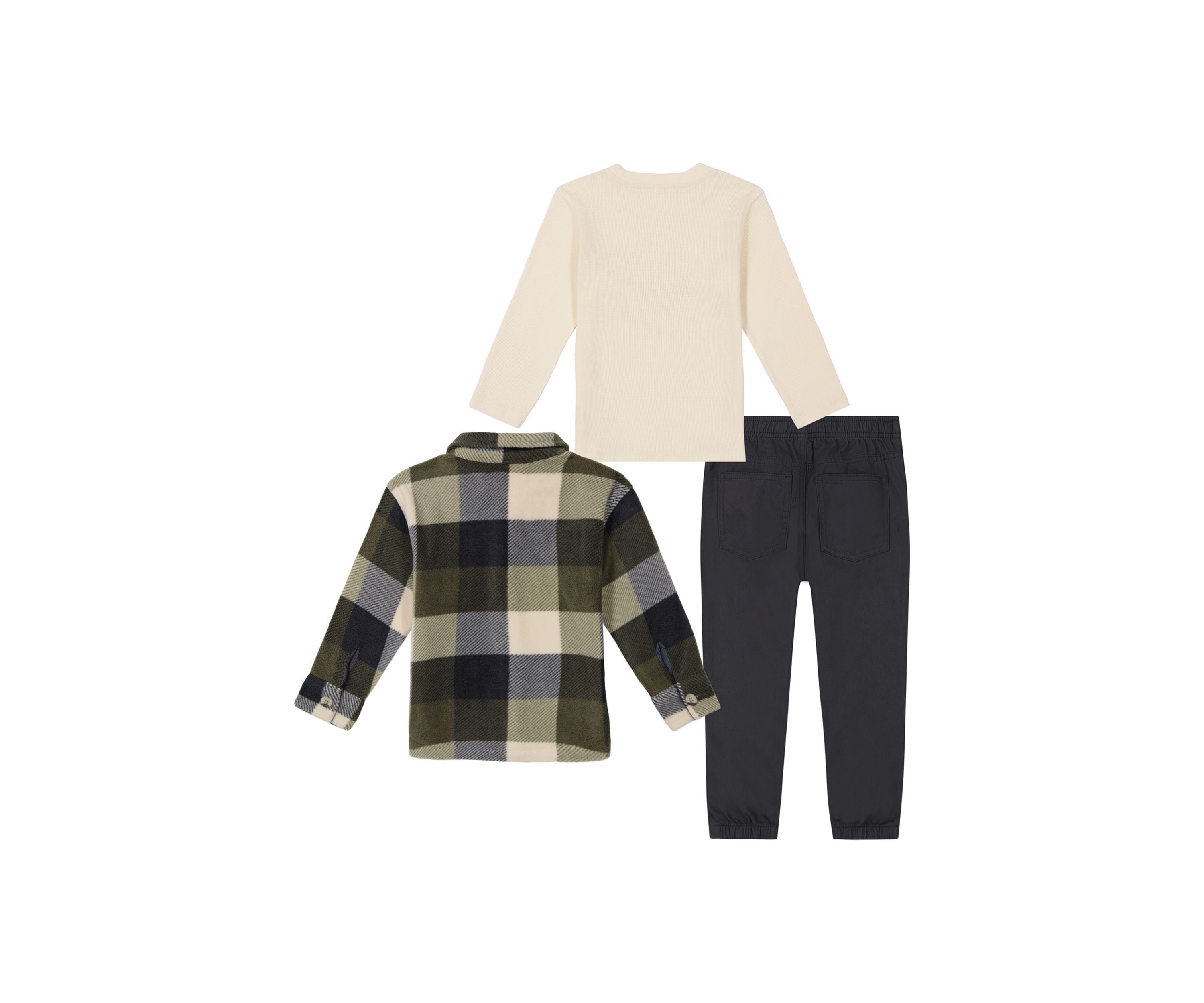 Toddler Boys 3 Piece Fleece Shirt and Pants Set