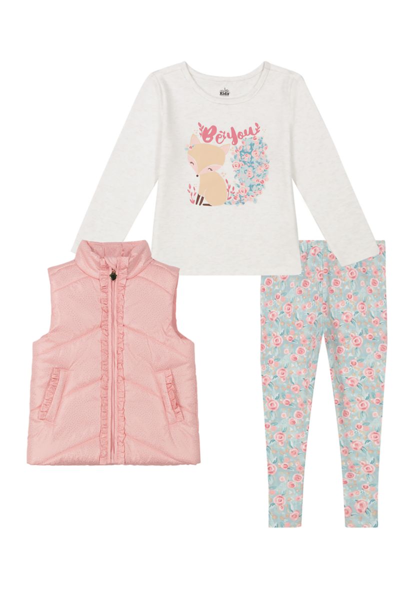 Baby Girls 3 Piece Puffer Vest Set