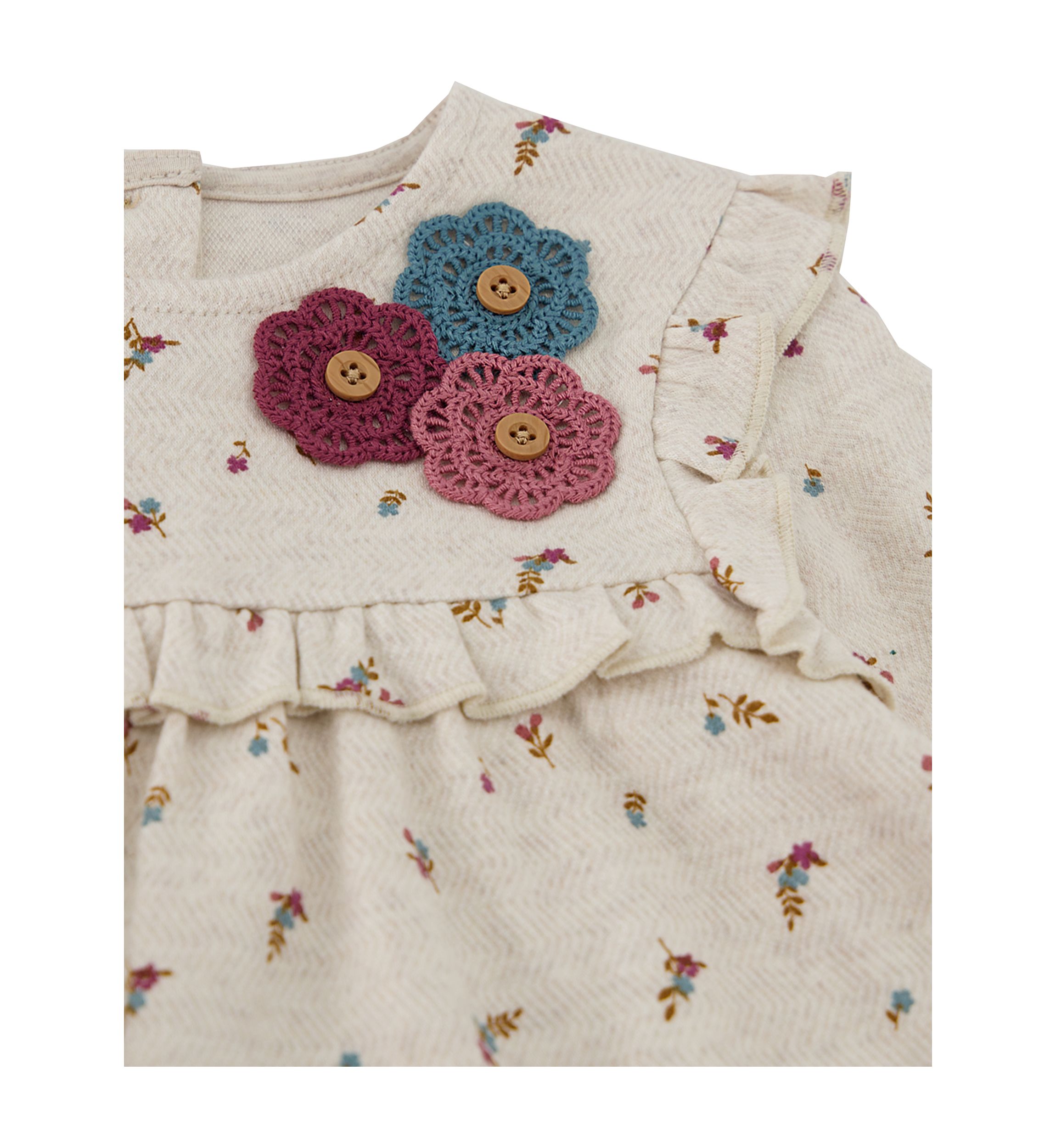 Baby Girls Floral Appliqué Printed Top and Leggings Set