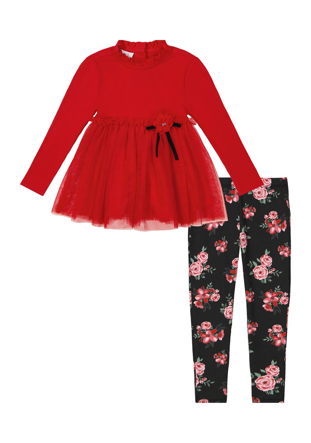 Baby Girls Bow Top and Printed Leggings Set