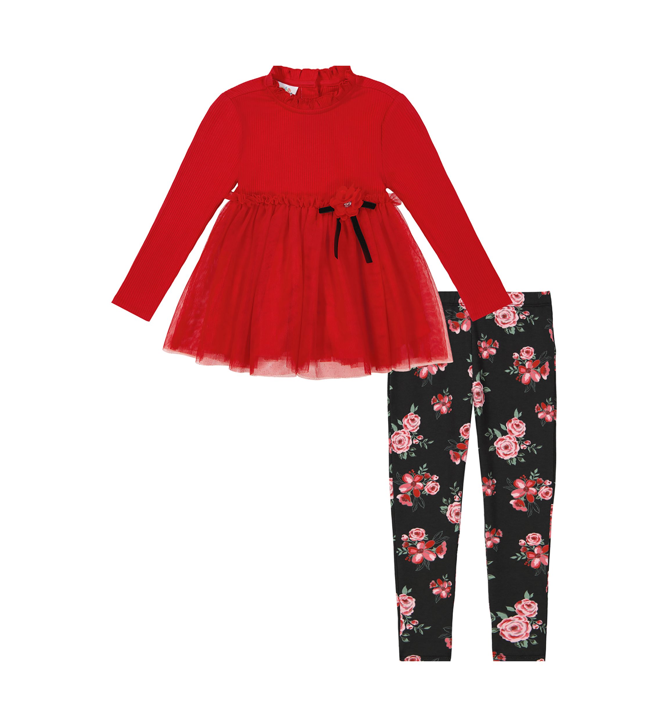 Baby Girls Bow Top and Printed Leggings Set
