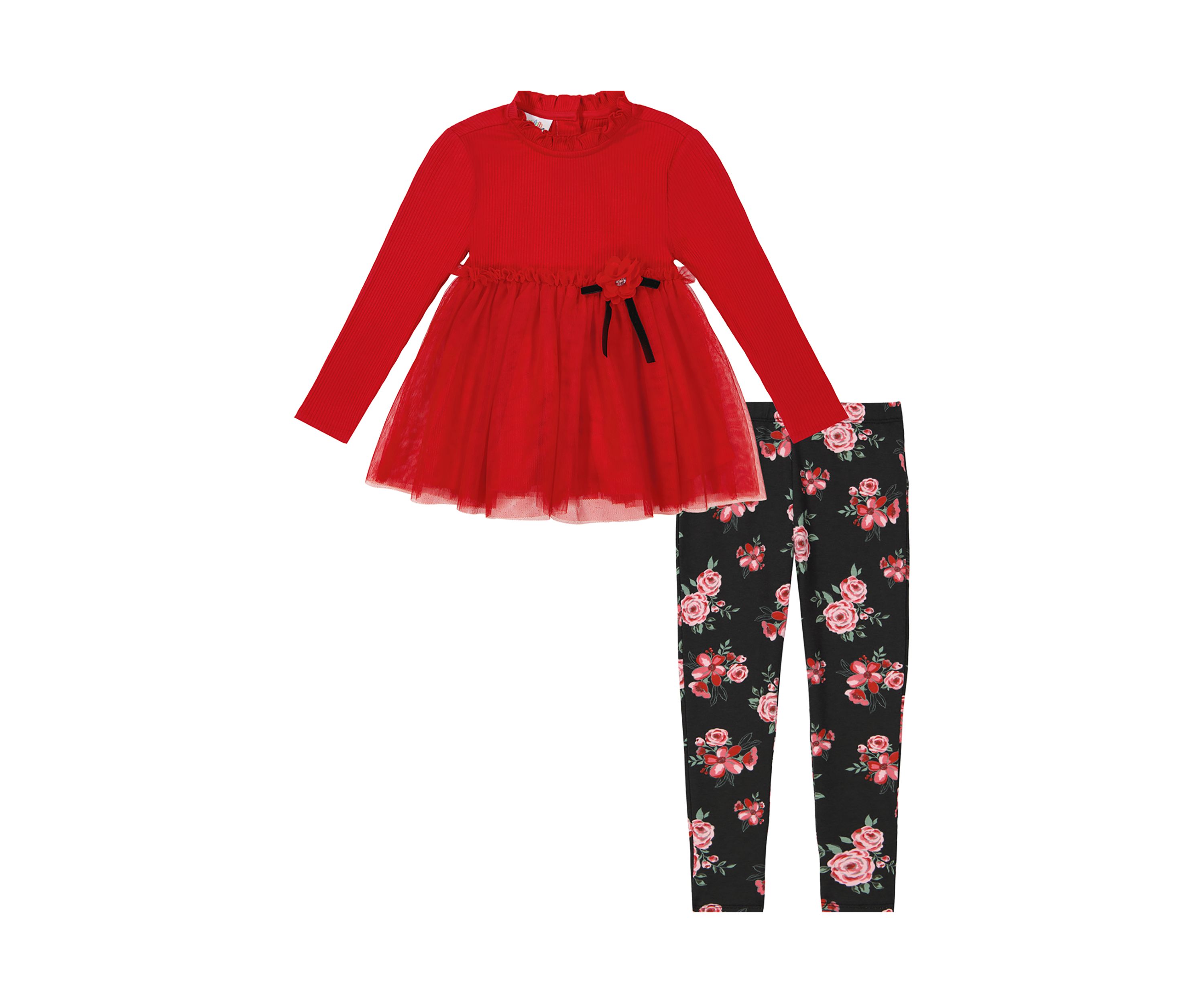 Toddler Girls Bow Top and Printed Leggings Set