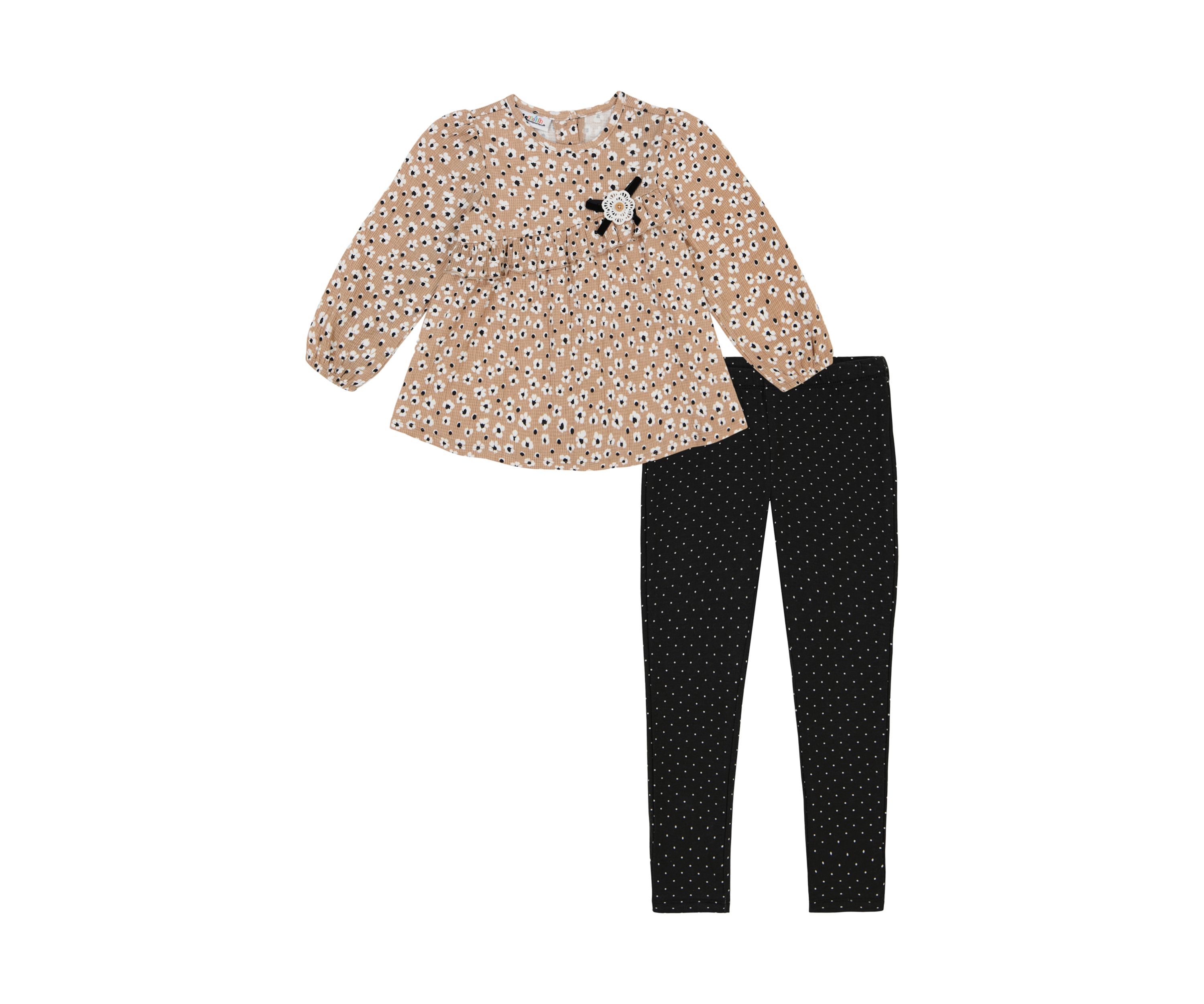 Toddler Girls 2 Piece Printed Top and Leggings Set