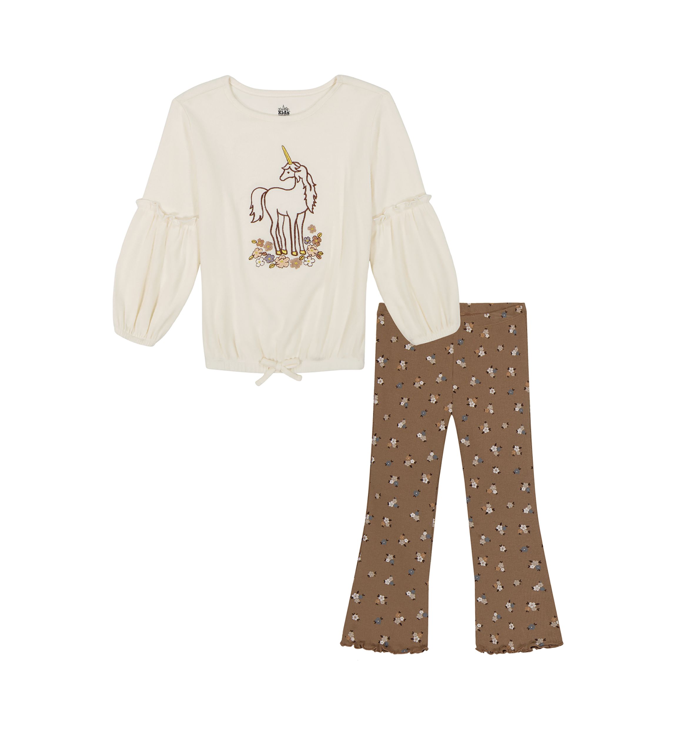 Baby Girls Graphic Top and Printed Flare Leggings Set