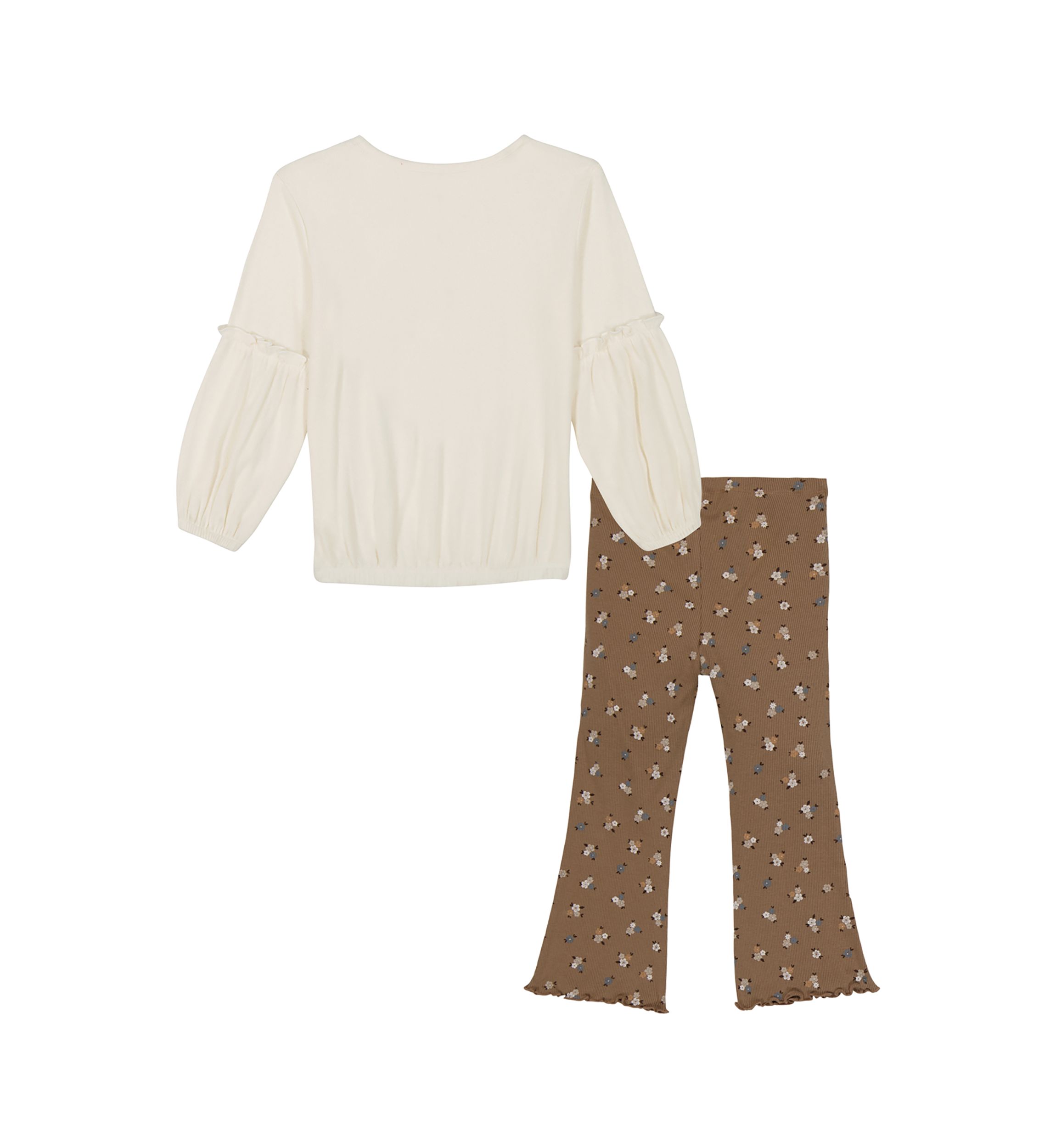 Baby Girls Graphic Top and Printed Flare Leggings Set