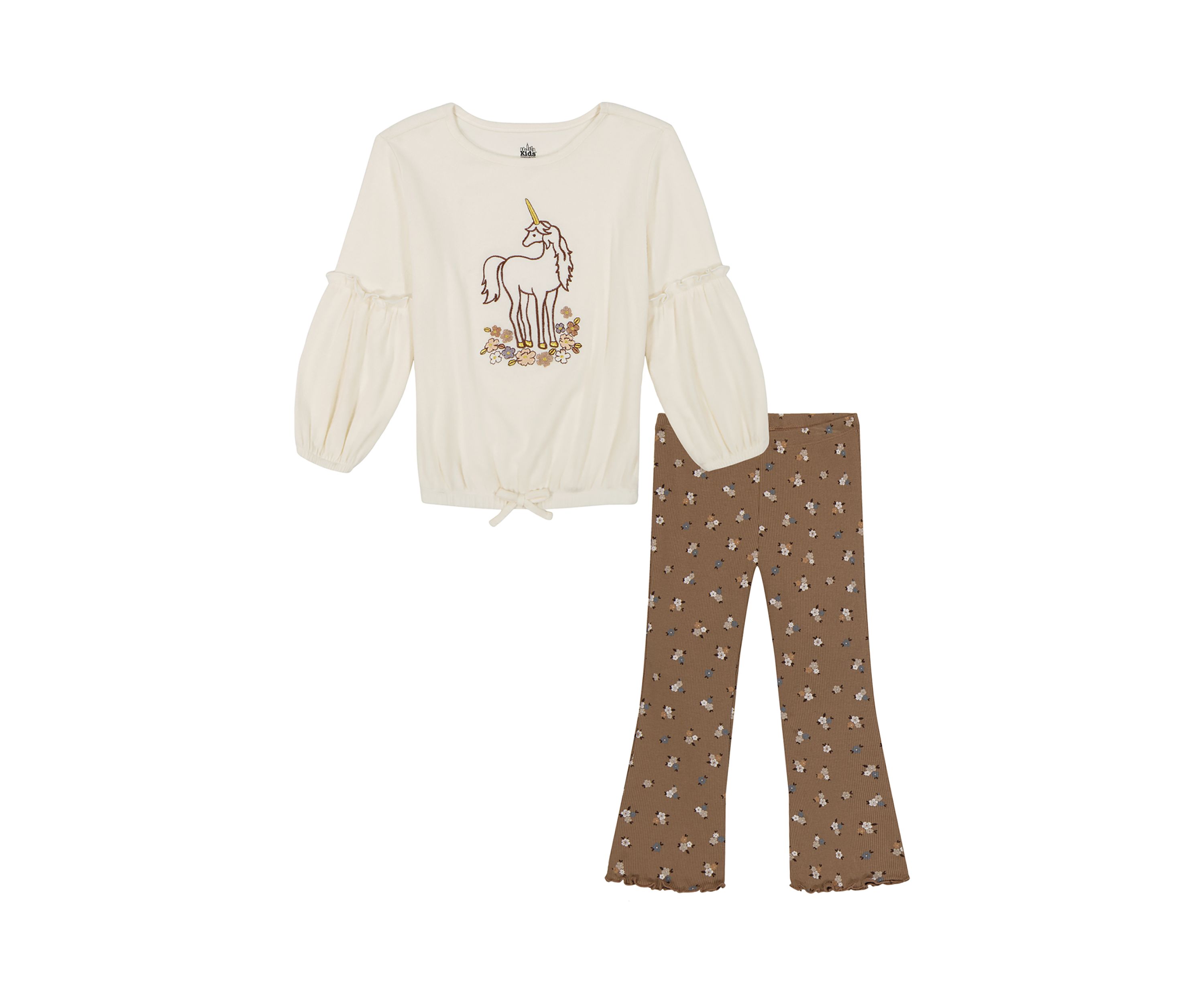 Toddler Girls Graphic Top and Printed Flare Leggings Set