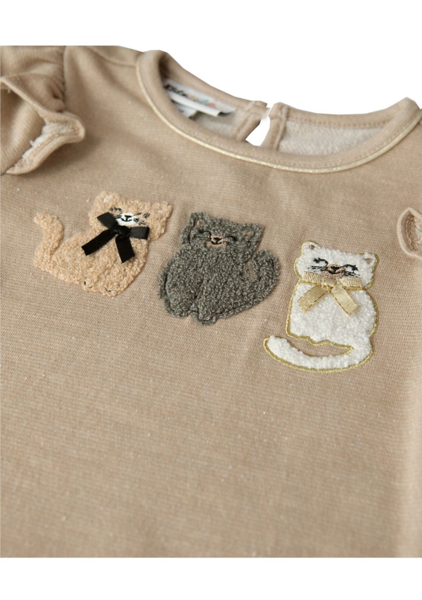 Baby Girls Cat Appliqué Top and Printed Leggings Set