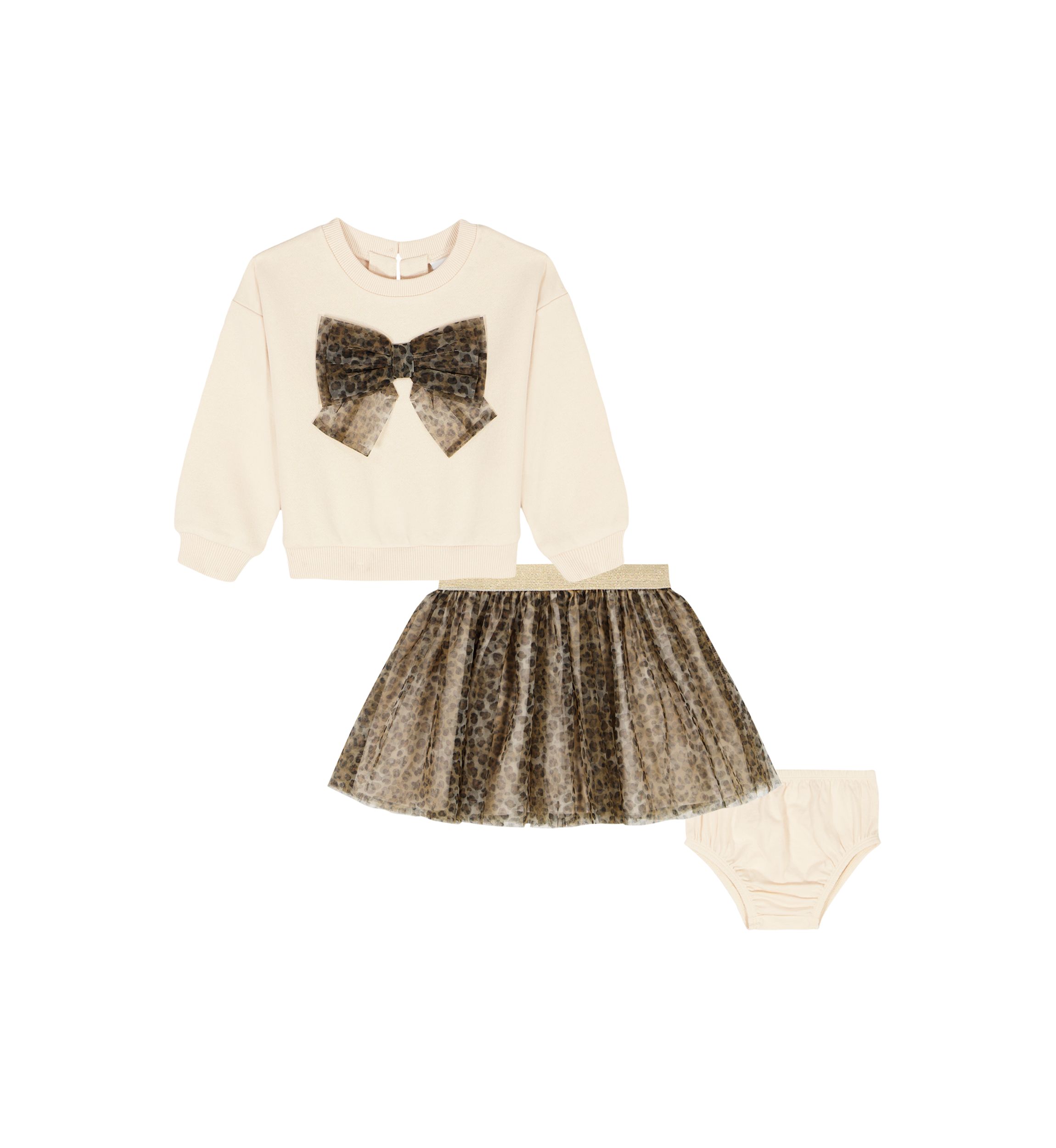Toddler Girls Bow Sweater, Skirt, and Bloomer Set 