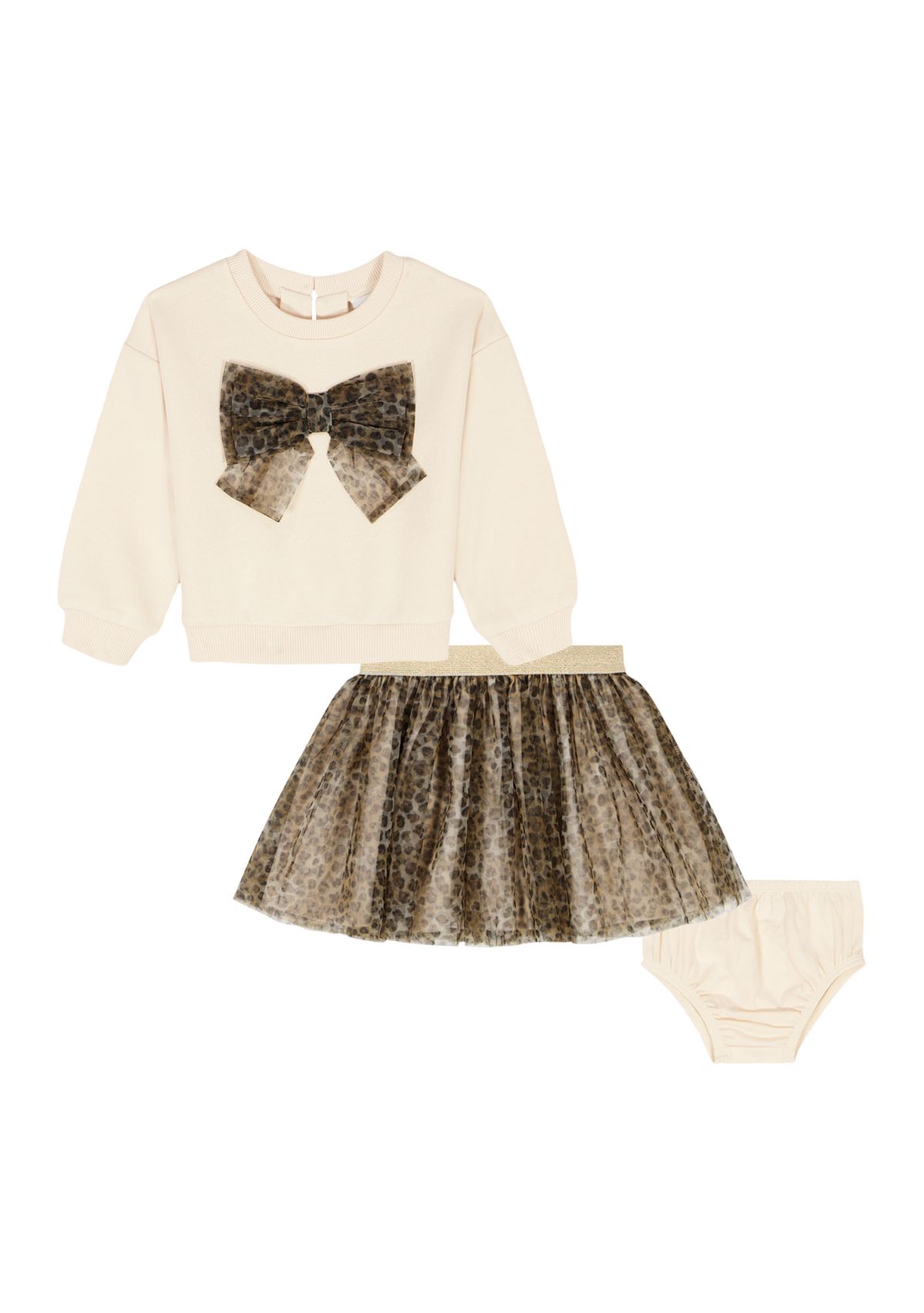  Girls Bow Sweater, Skirt, and Bloomer Set 