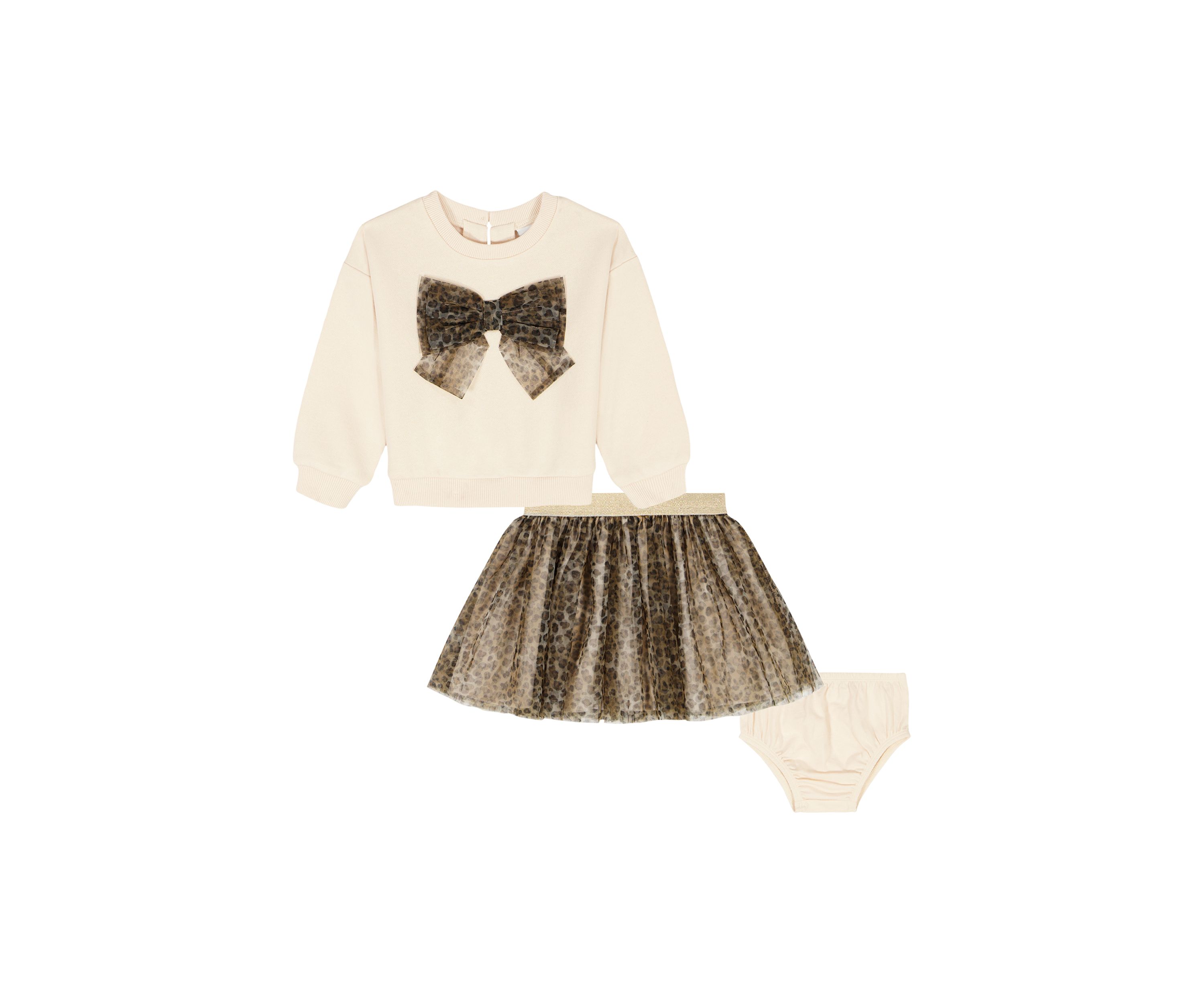  Girls Bow Sweater, Skirt, and Bloomer Set 
