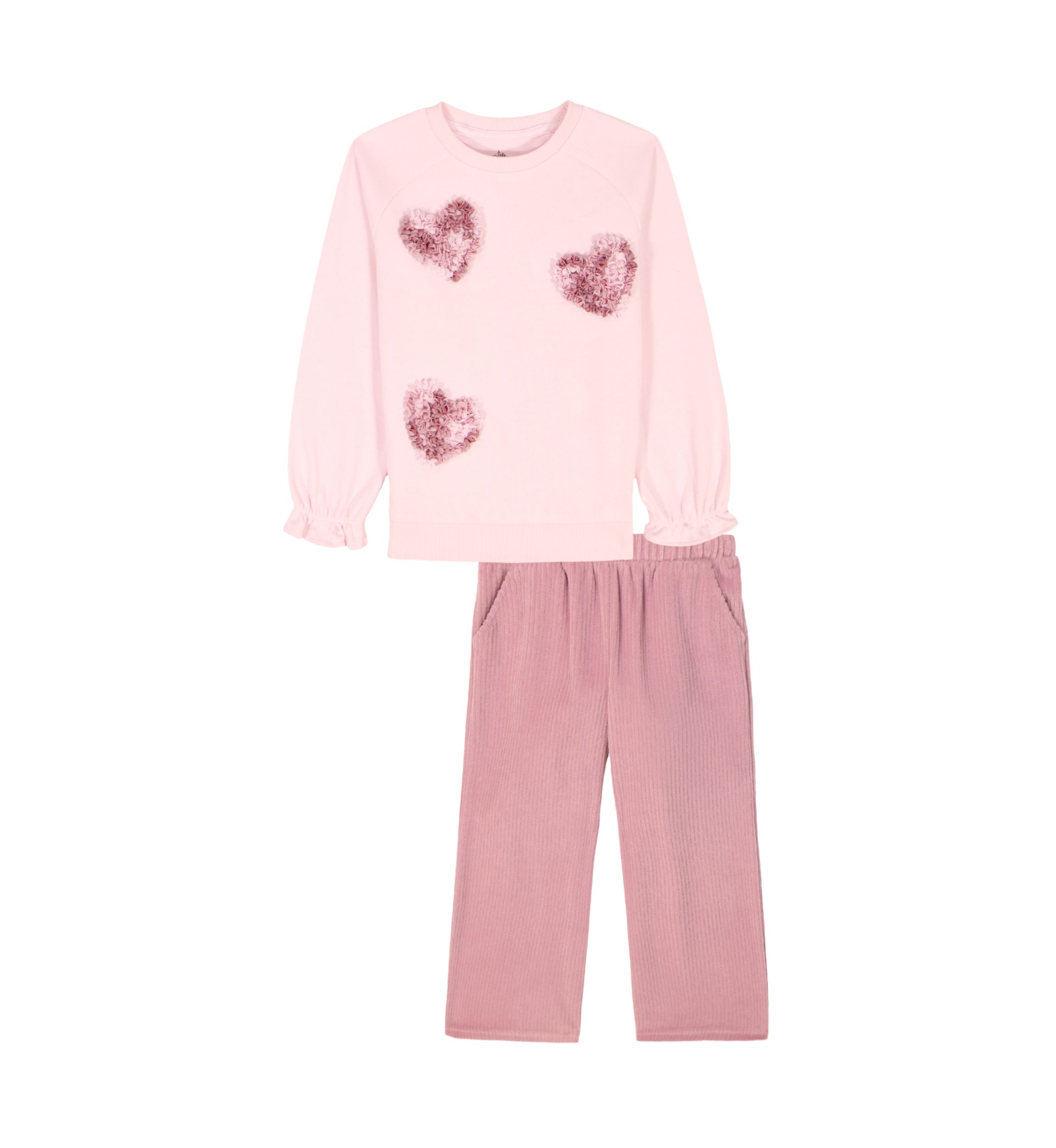 Baby Girls Wide Leg Ribbed Velour Set 