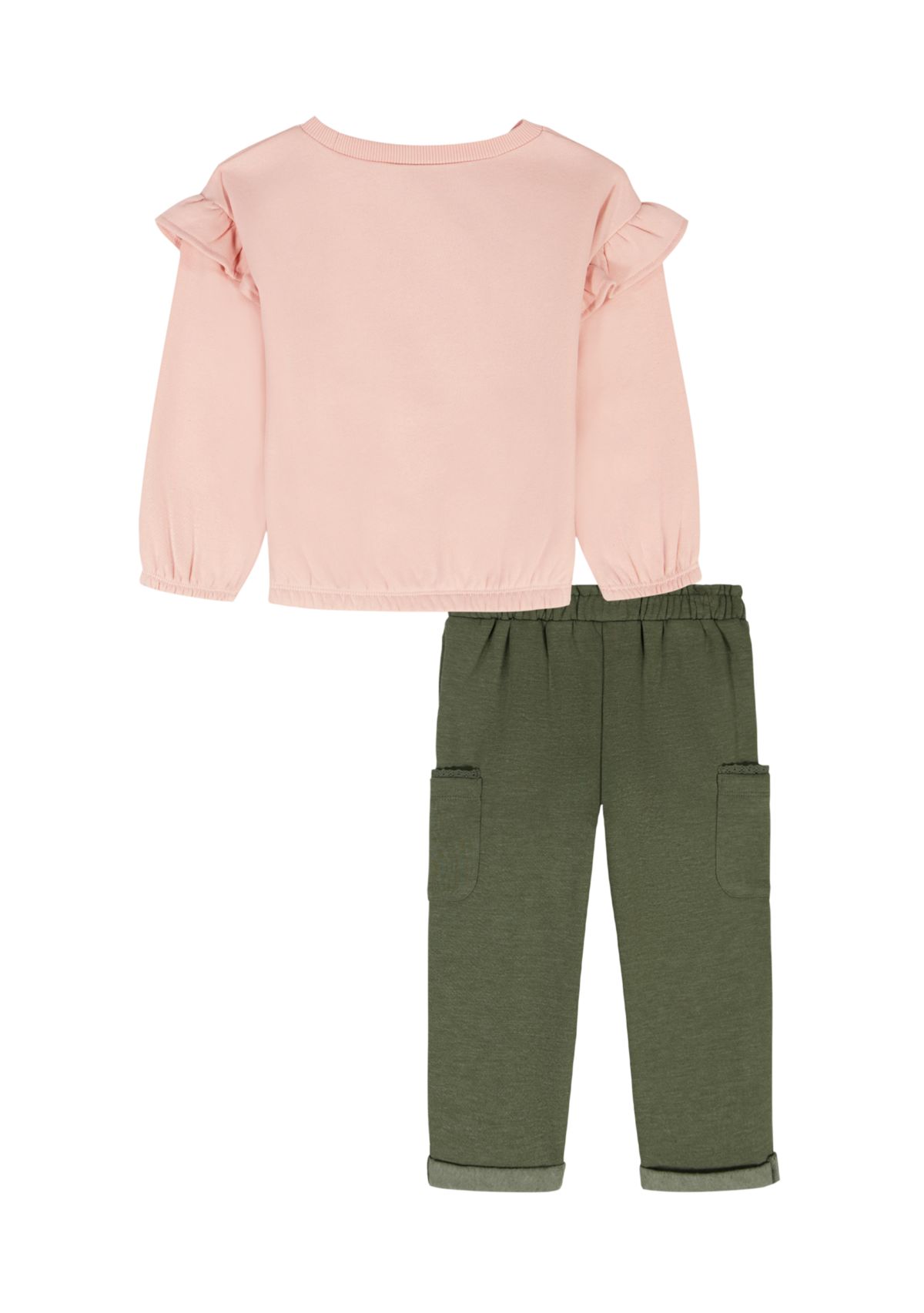 Baby Girls Two Piece Graphic Sweatshirt and Cargo Pants Set