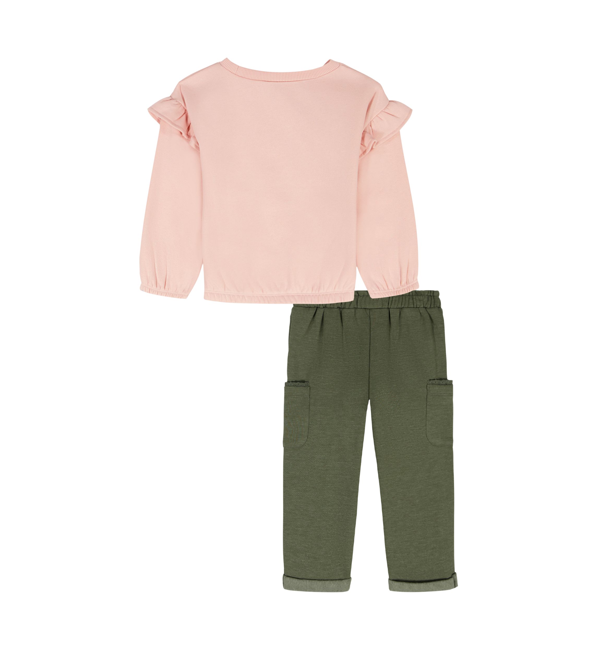 Baby Girls Two Piece Graphic Sweatshirt and Cargo Pants Set