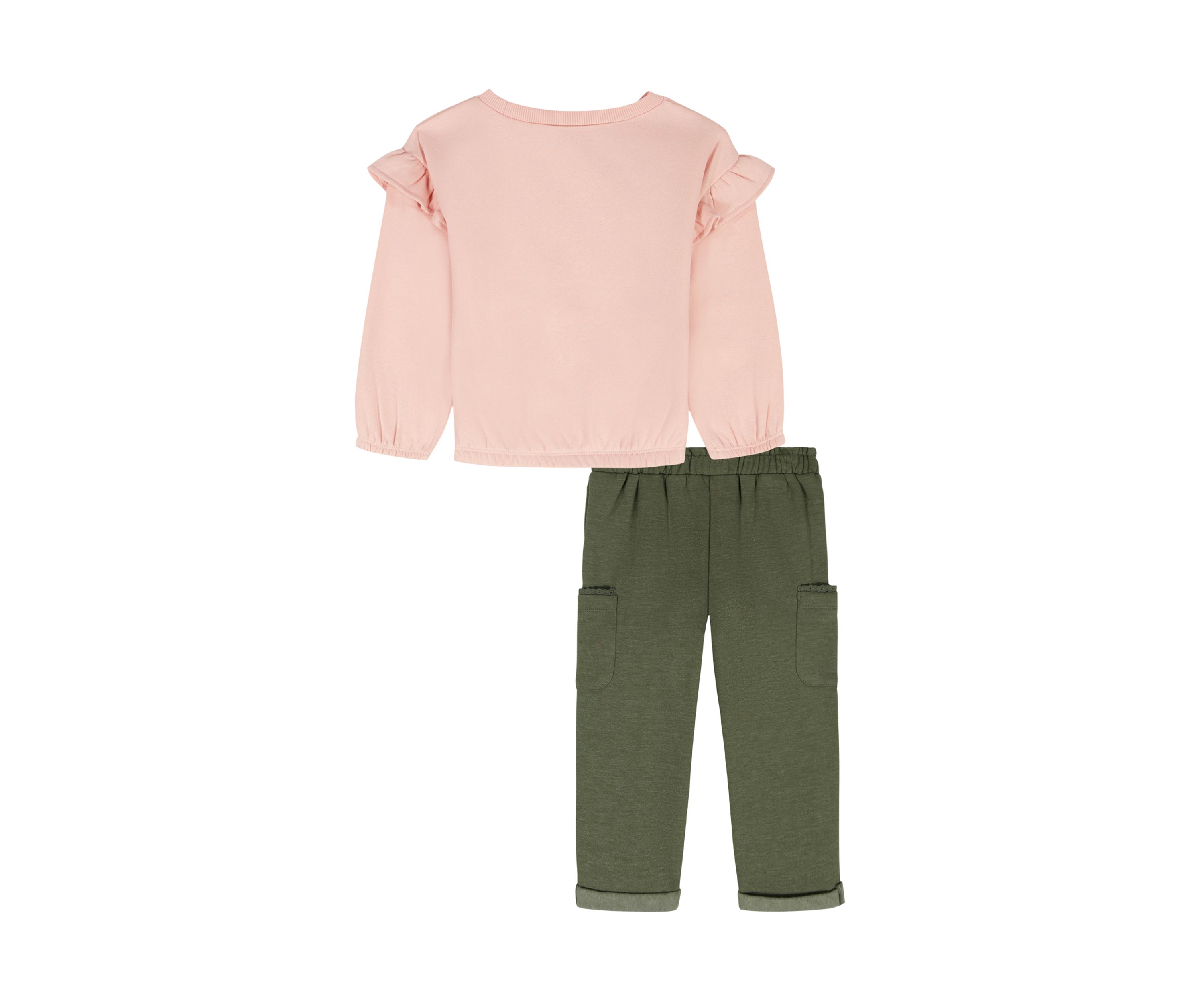 Baby Girls Two Piece Graphic Sweatshirt and Cargo Pants Set