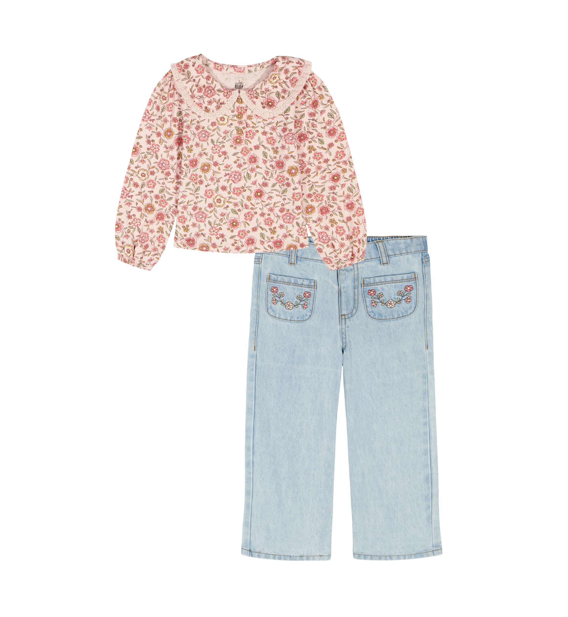 Baby Girls 2-Piece Knit Denim Set
