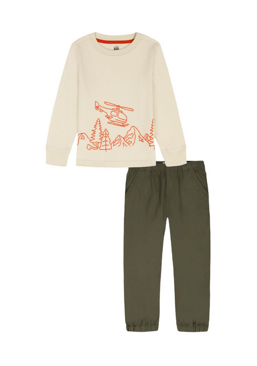 Toddler Girls Graphic Knit Top and Pants Set