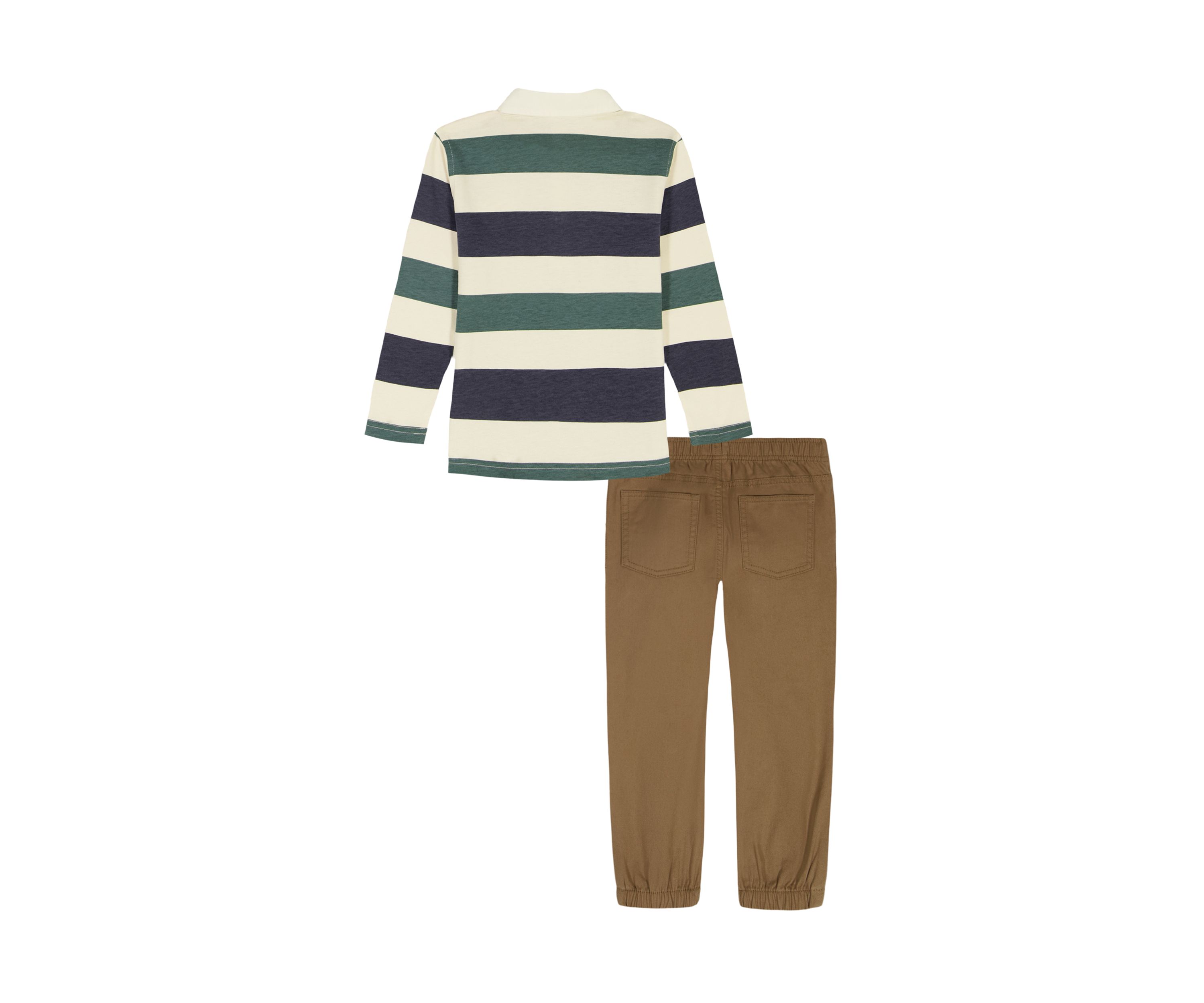 Baby Boys Knit Woven Shirt and Pants Set
