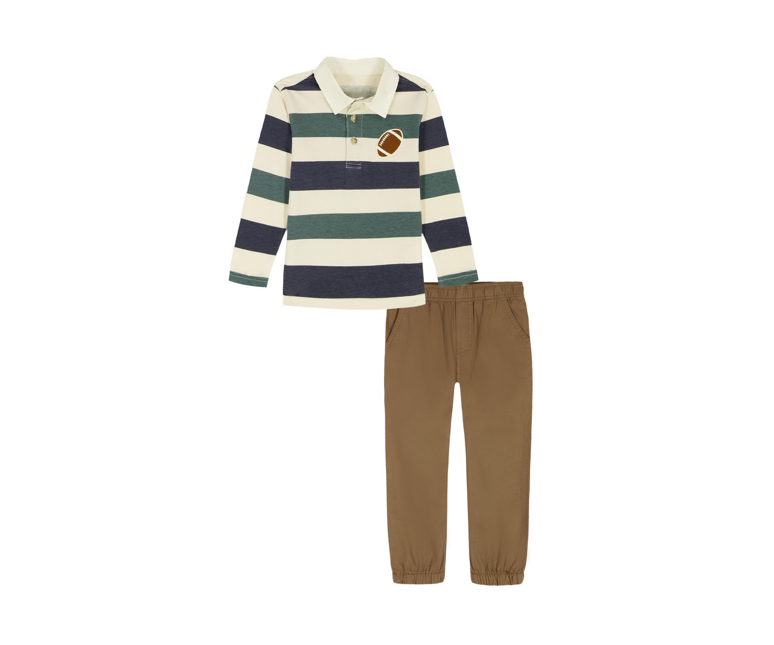 Toddler Boys Long Sleeve Knit Polo Shirt and Woven Pants Set