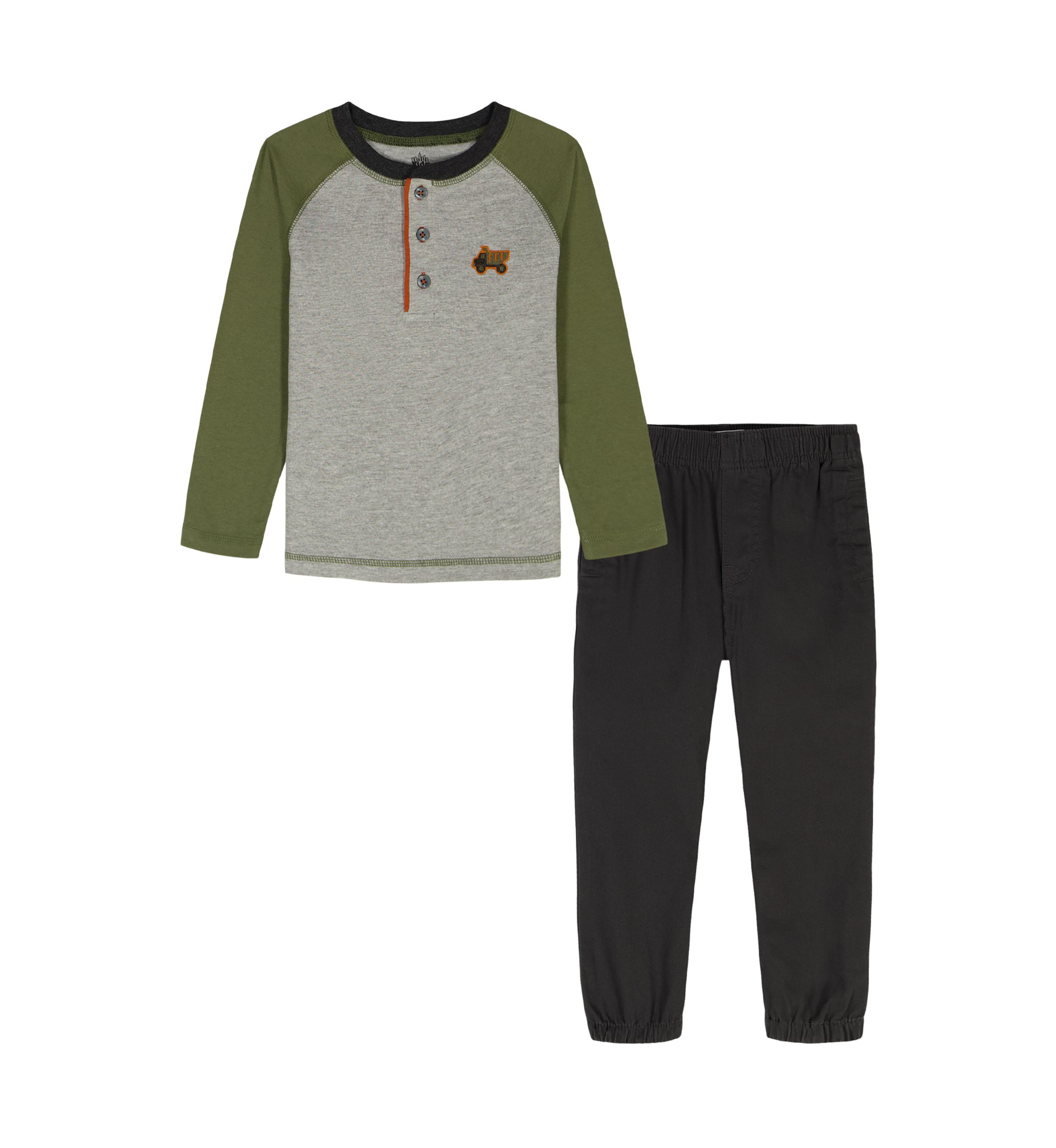 Baby Boys Henley T-Shirt and Woven Pants Set