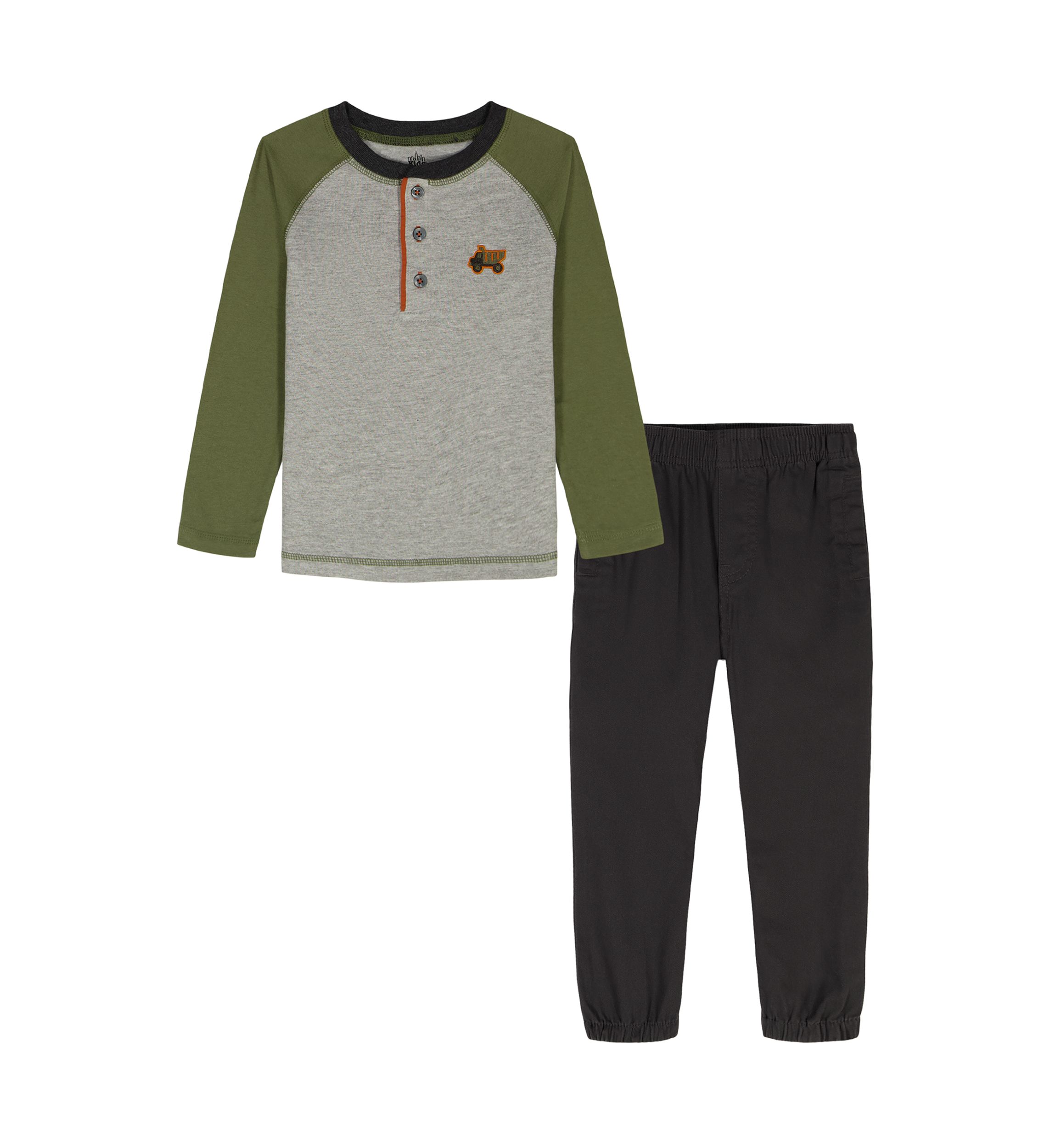 Toddler Baby Boys Henley T-Shirt and Woven Pants Set