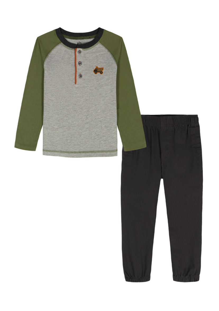 Toddler Baby Boys Henley T-Shirt and Woven Pants Set