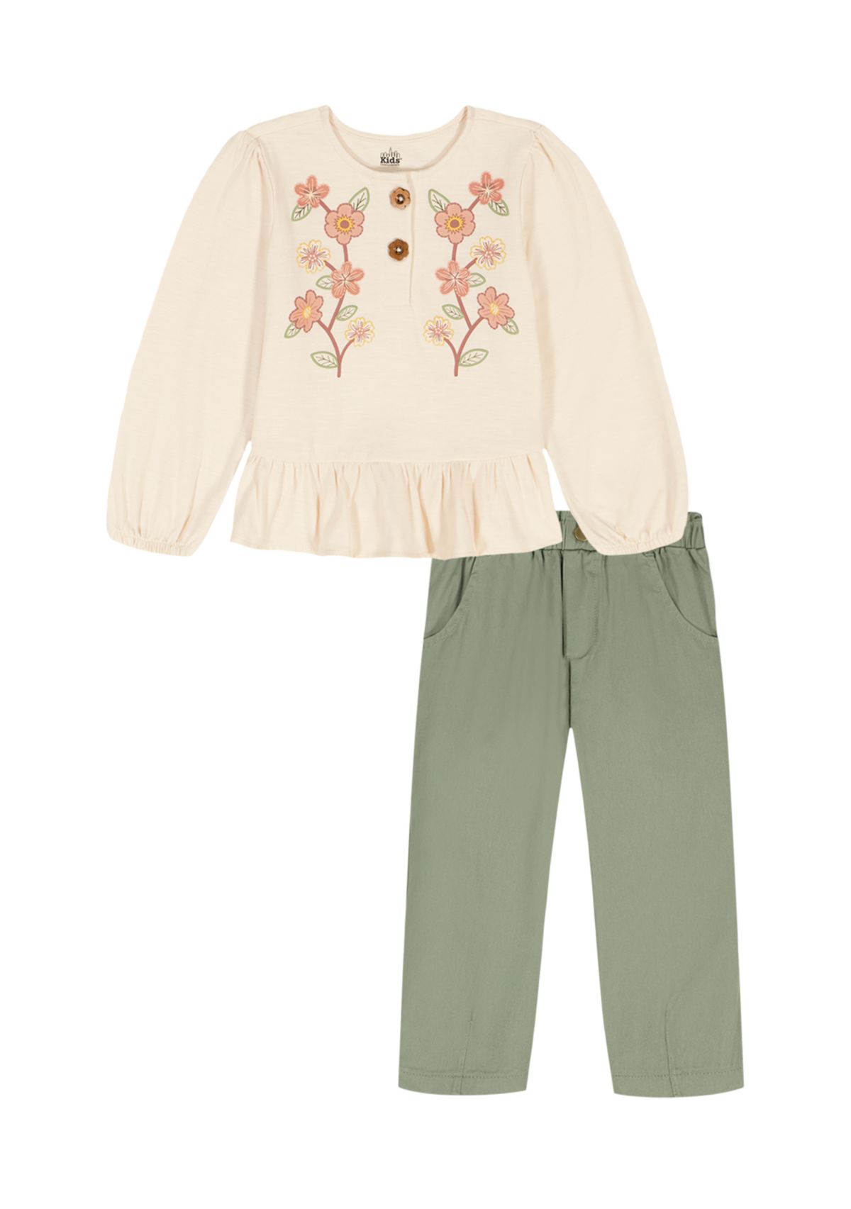 Baby Girls 2-Piece Knit Twill Set