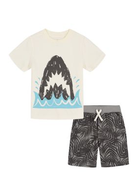 Calvin Klein Baby Boy's 3-Piece Bodysuit, T-Shirt & Short Set