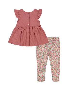 Kids Headquarters Toddler Girls Floral Printed Top and Leggings Set