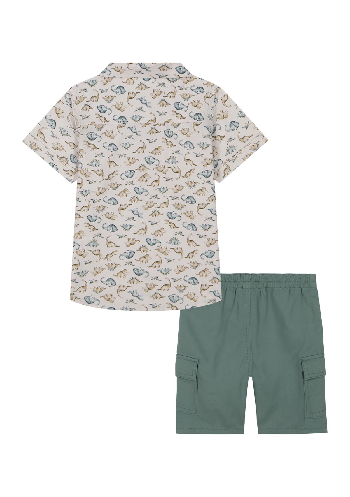 Toddler Boys Dinosaur Printed Shirt and Cargo Shorts Set