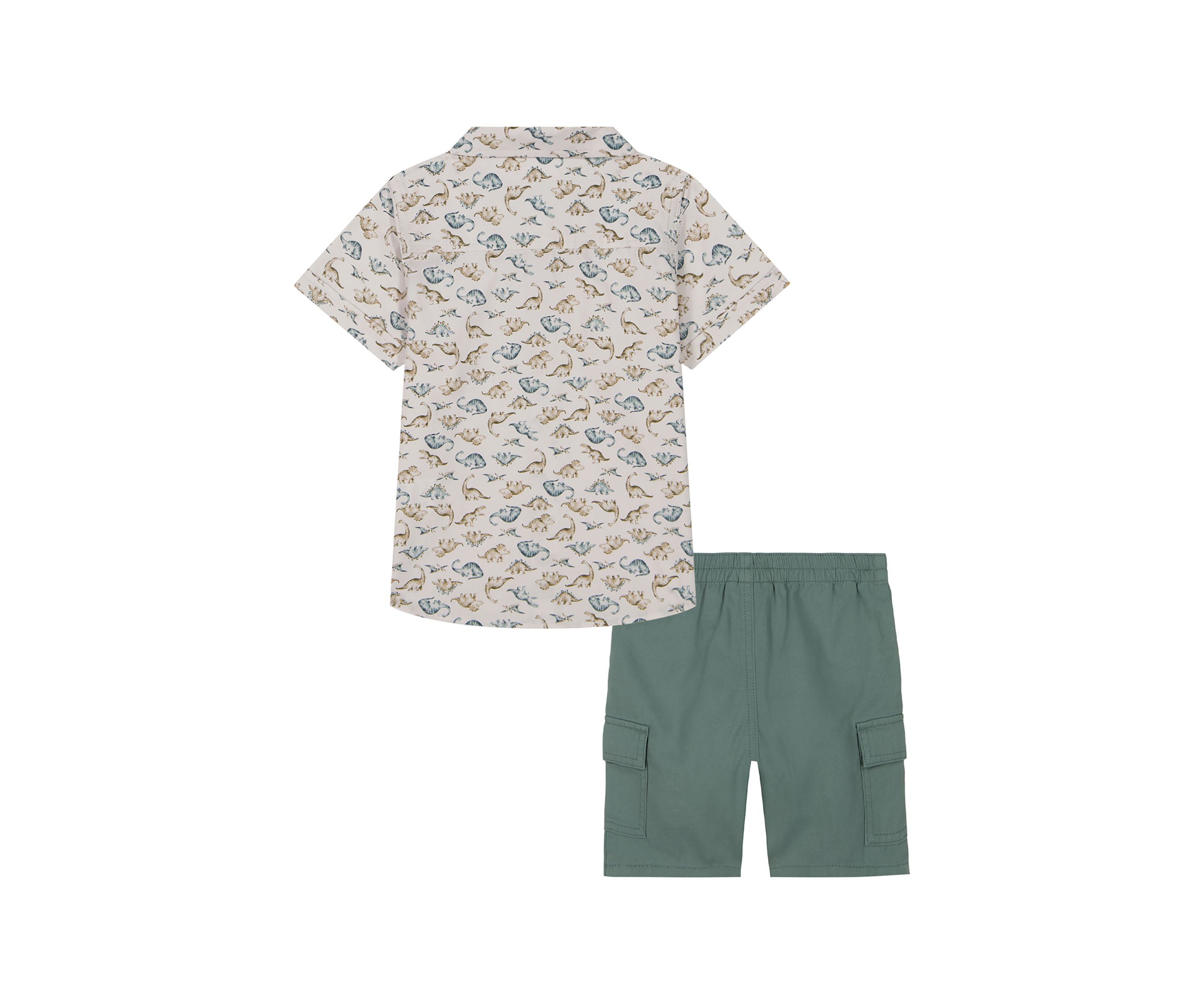 Toddler Boys Dinosaur Printed Shirt and Cargo Shorts Set