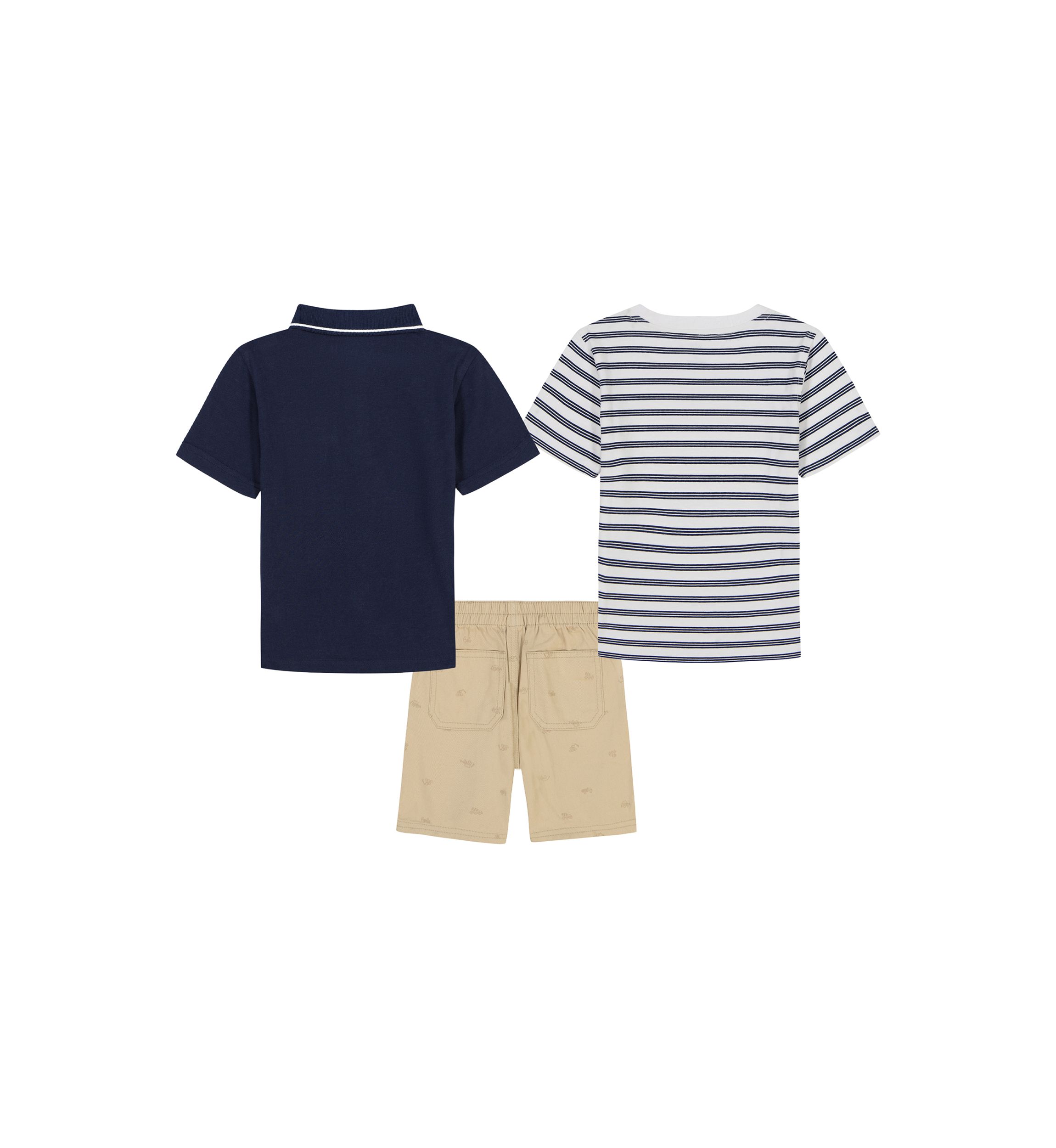 Toddler Boys Stripe T-Shirt Polo and Shorts Set