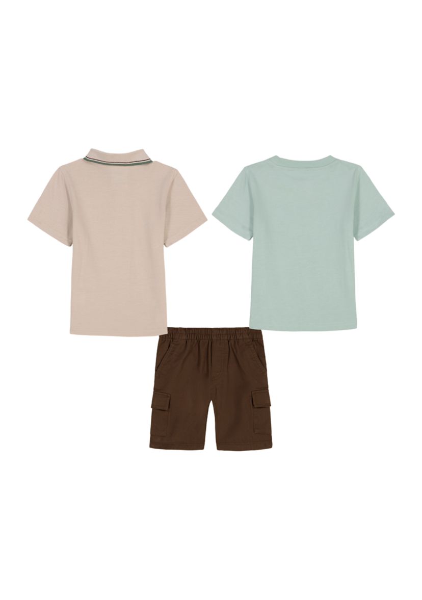 Toddler Boys Three Piece Dinosaur Graphic T-Shirt and Shorts Set