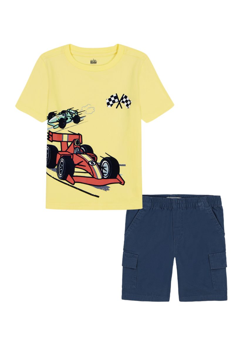 Toddler Boys Race Car Graphic Set 
