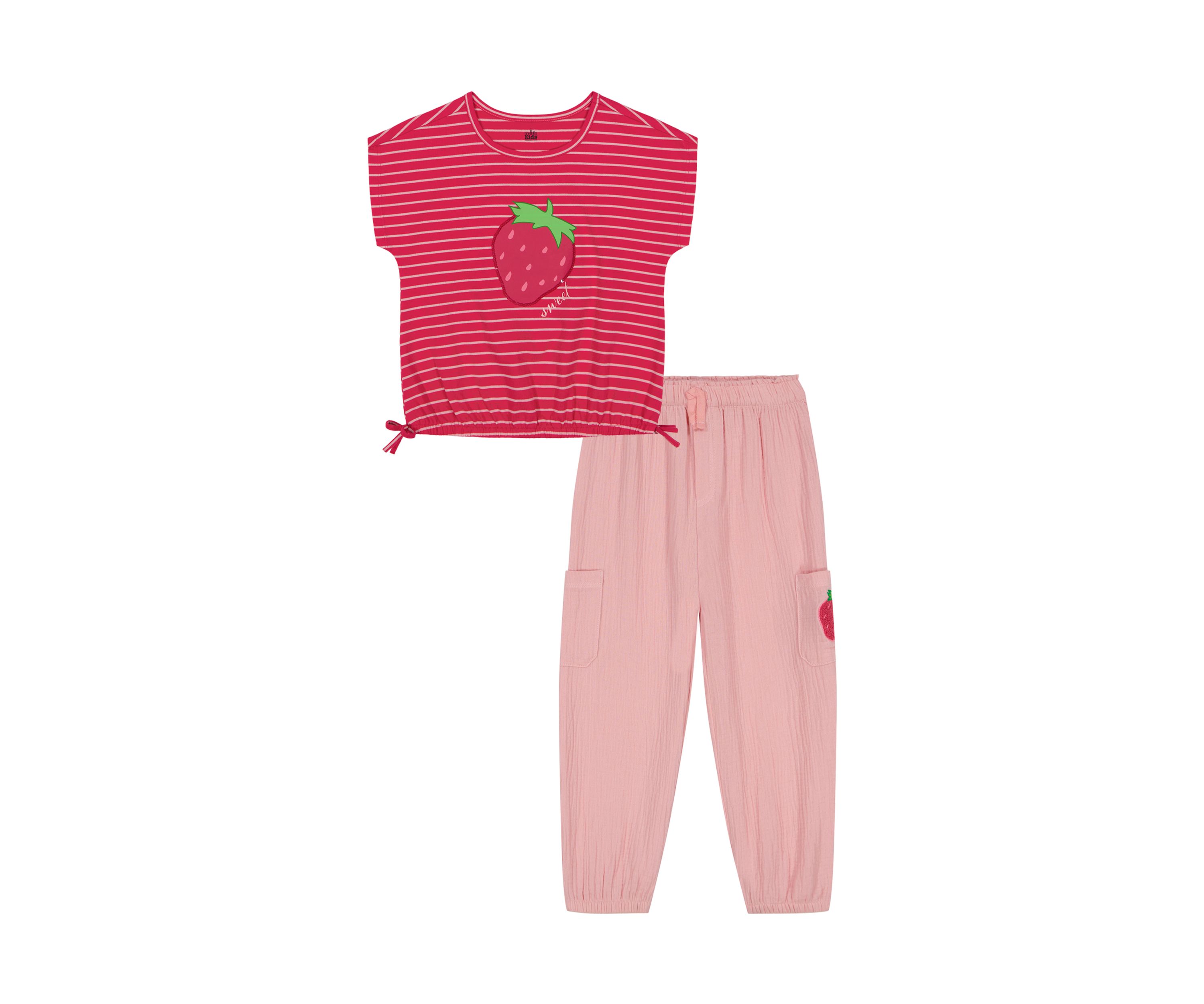 Toddler Girls Strawberry Gauze Jogger Set