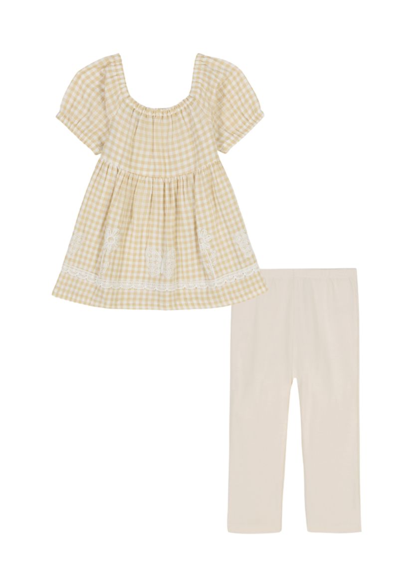 Baby Girls Gingham Printed Top and Leggings Set