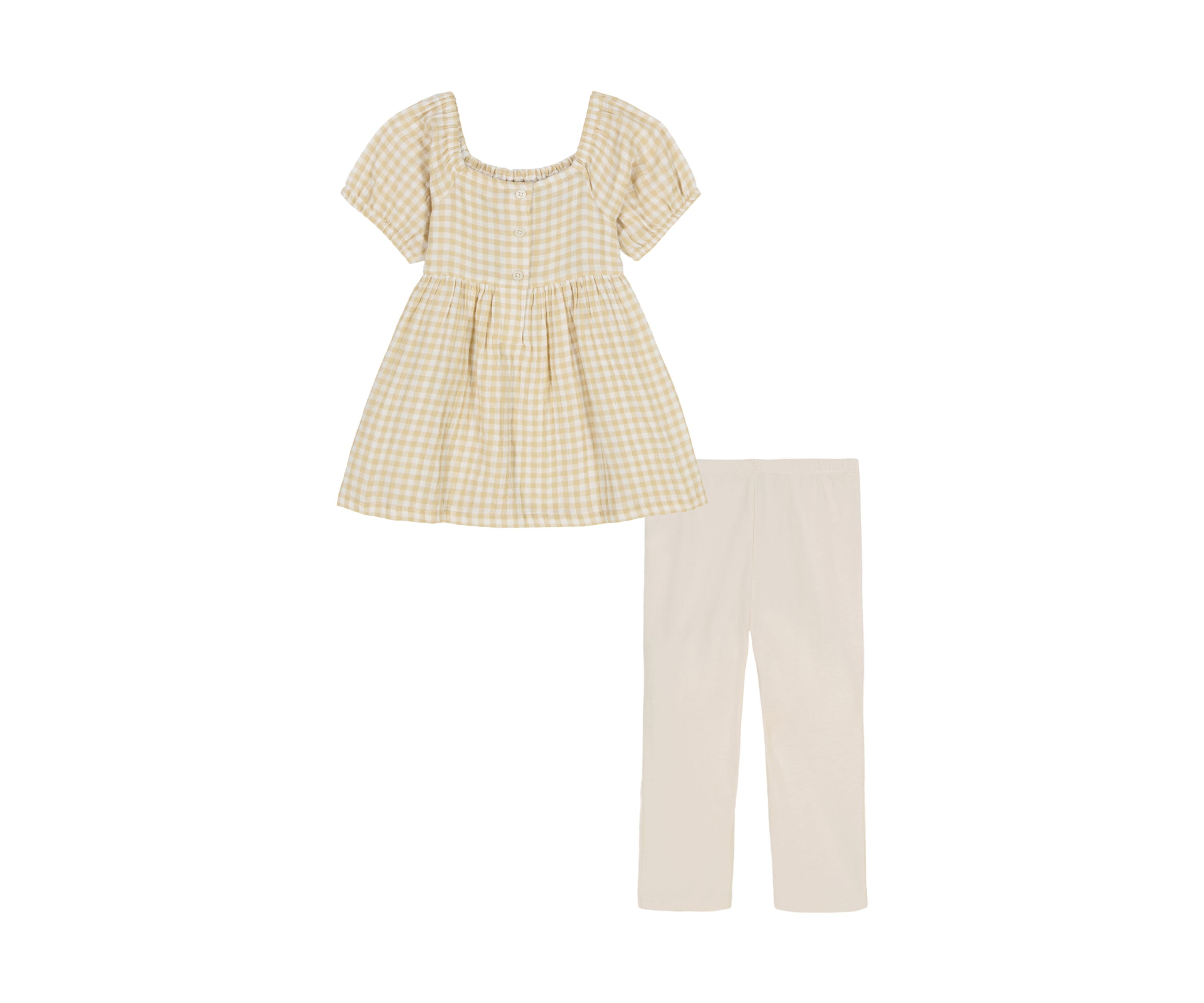 Toddler Girls Gingham Printed Top and Leggings Set