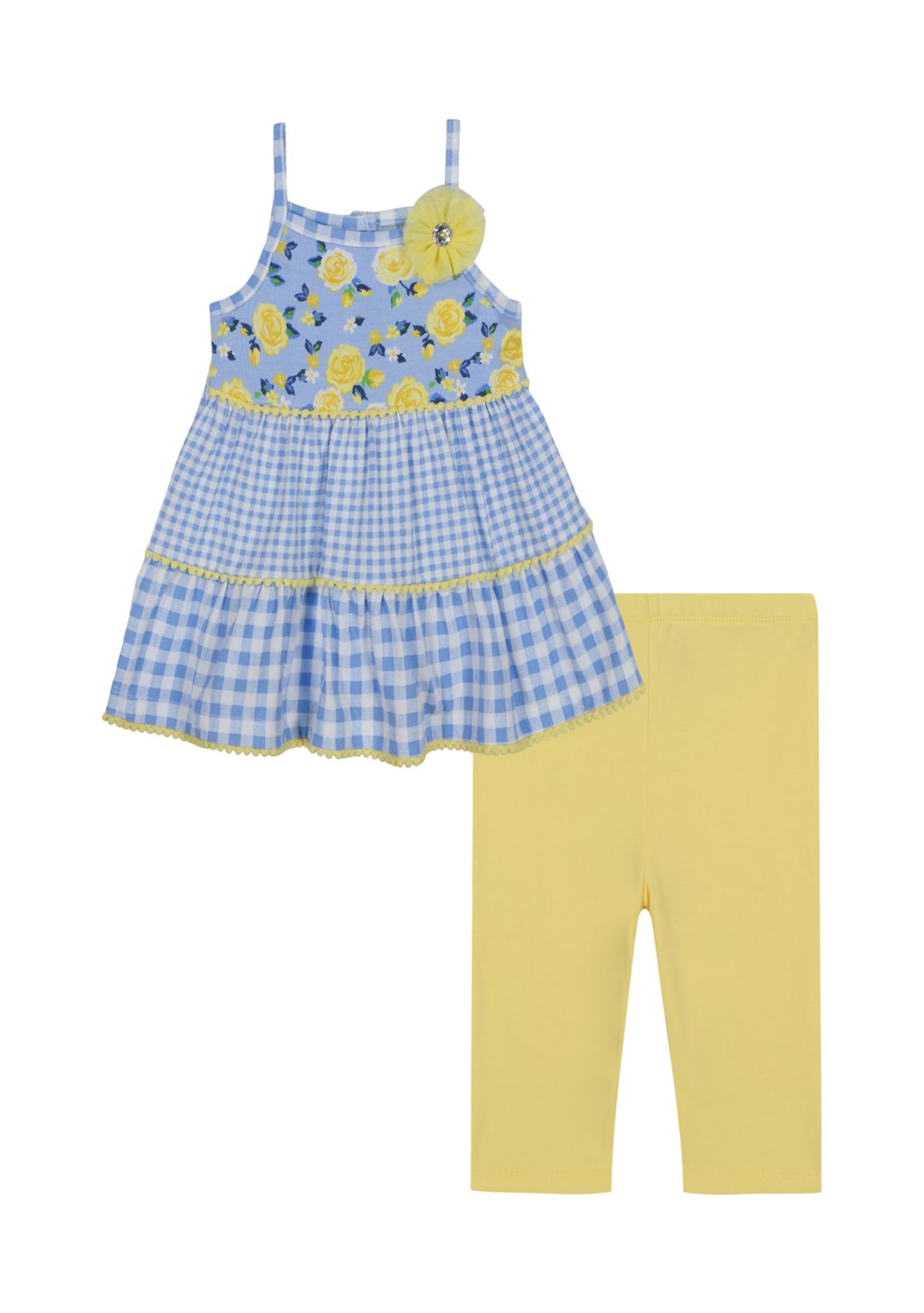 Toddler Girls Gingham Tiered Top and Leggings Set