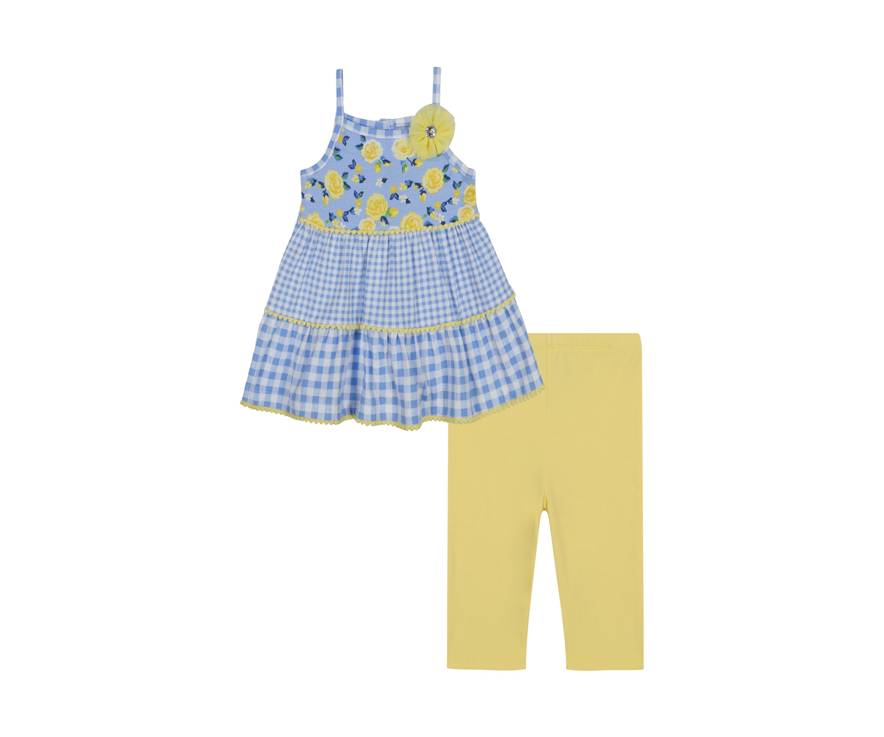 Toddler Girls Gingham Tiered Top and Leggings Set