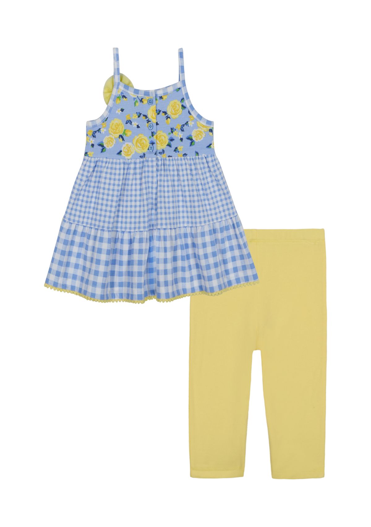 Toddler Girls Gingham Tiered Top and Leggings Set