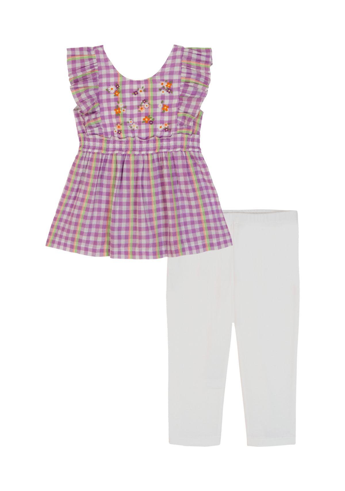 Toddler Girls Gingham Floral Legging Set
