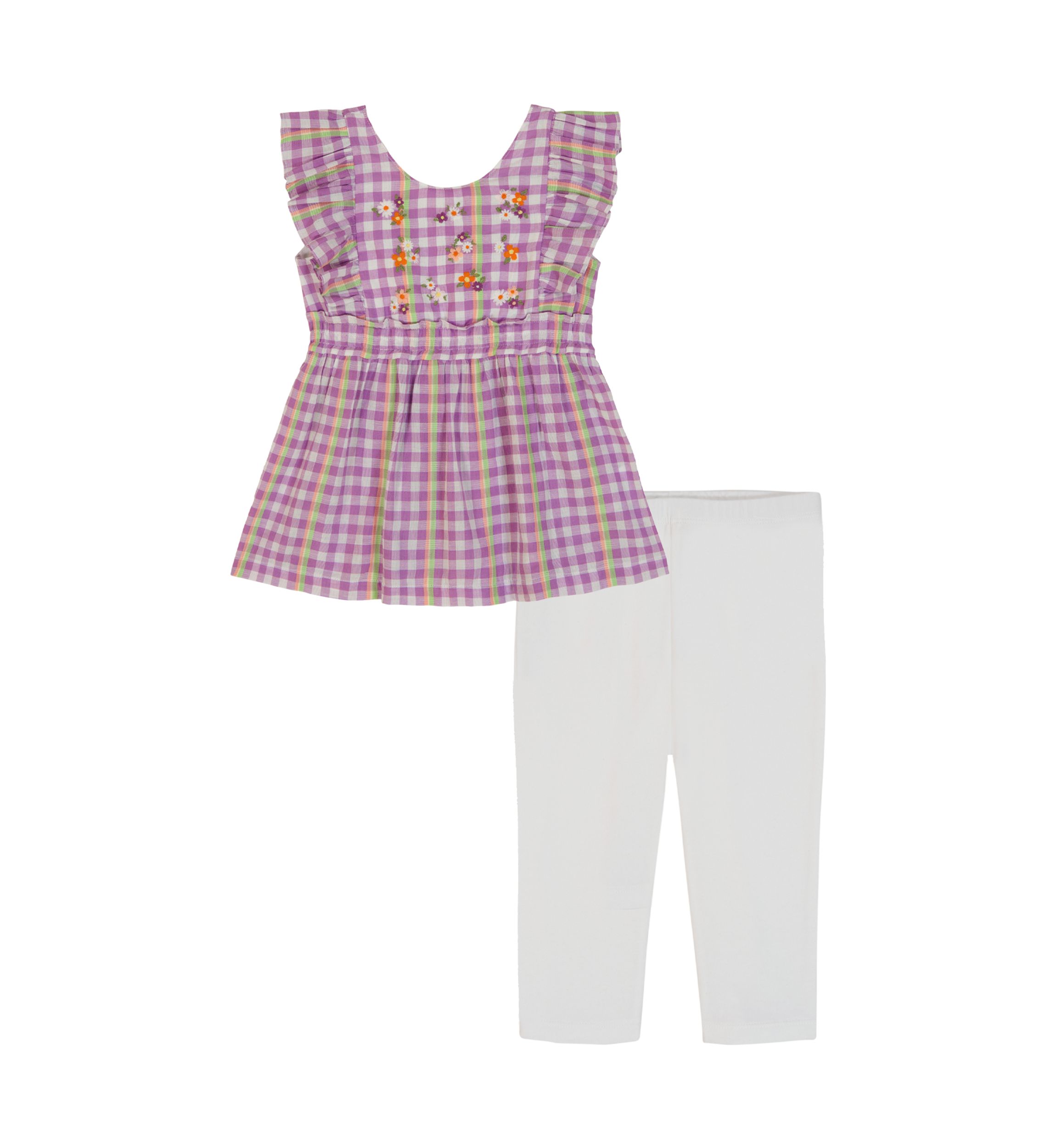 Toddler Girls Gingham Floral Legging Set