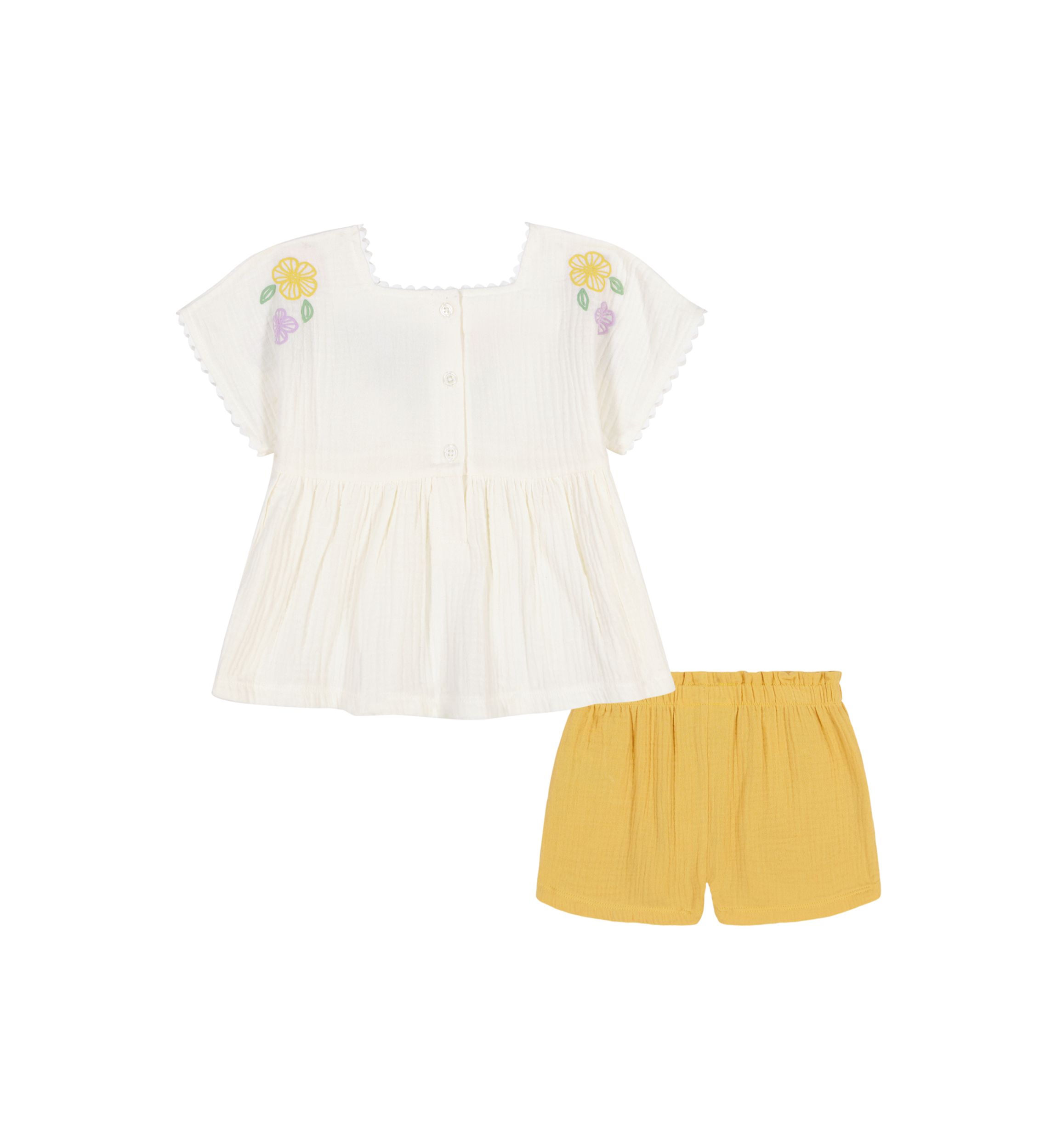 Toddler Girls Gauze Floral Shorts Set
