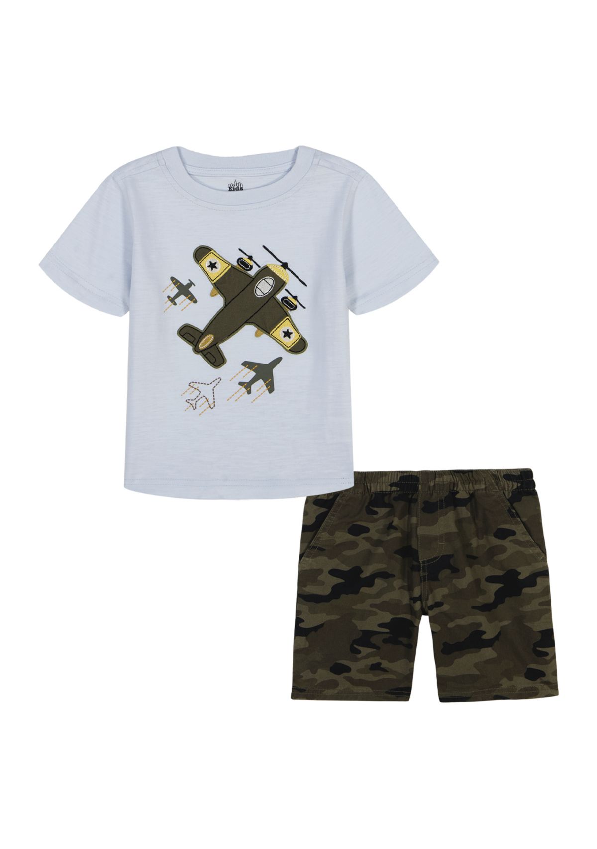 Toddler Boys Plane Appliqué Short Set