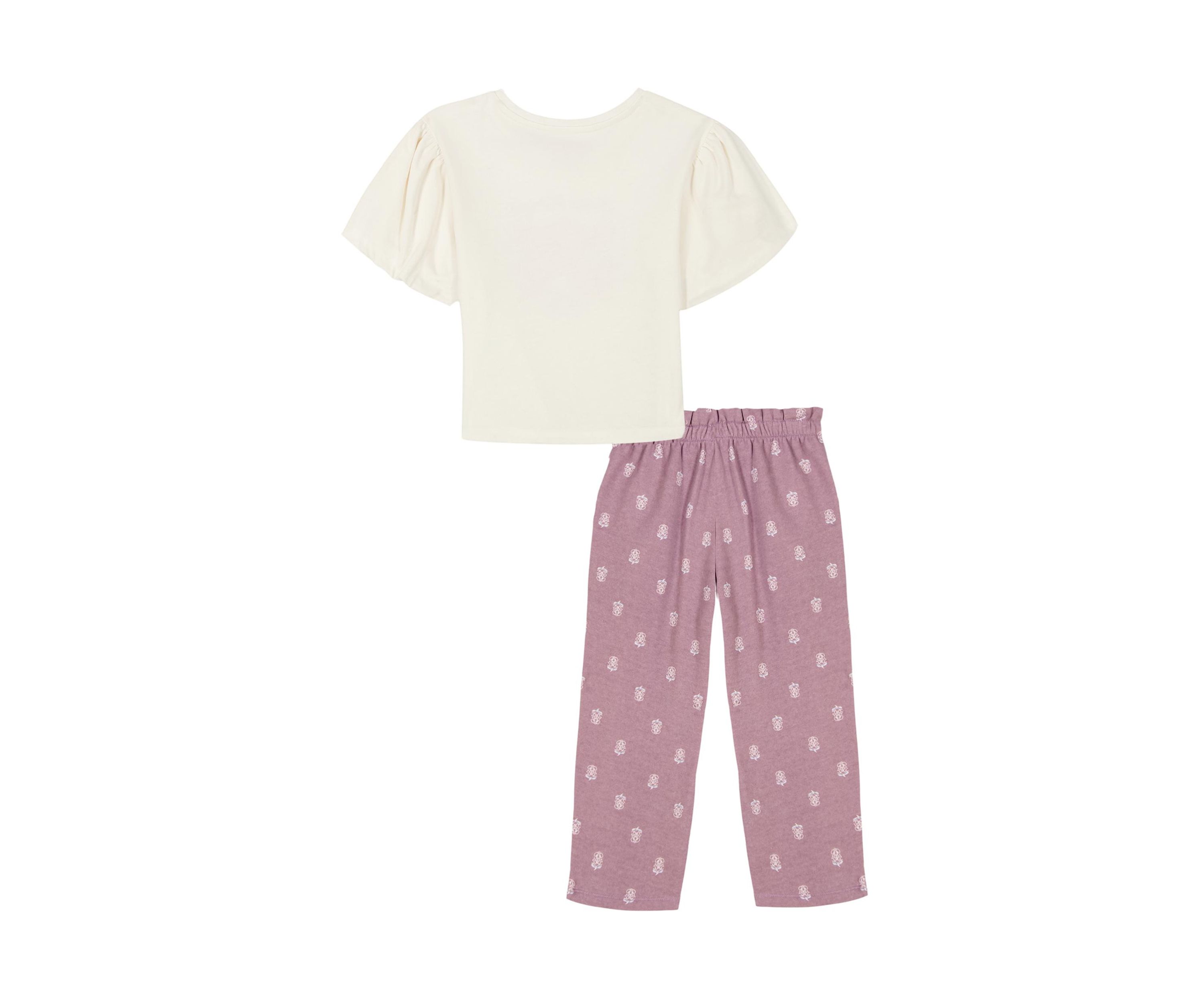 Toddler Girls Short Sleeve Top and Printed Pants Set