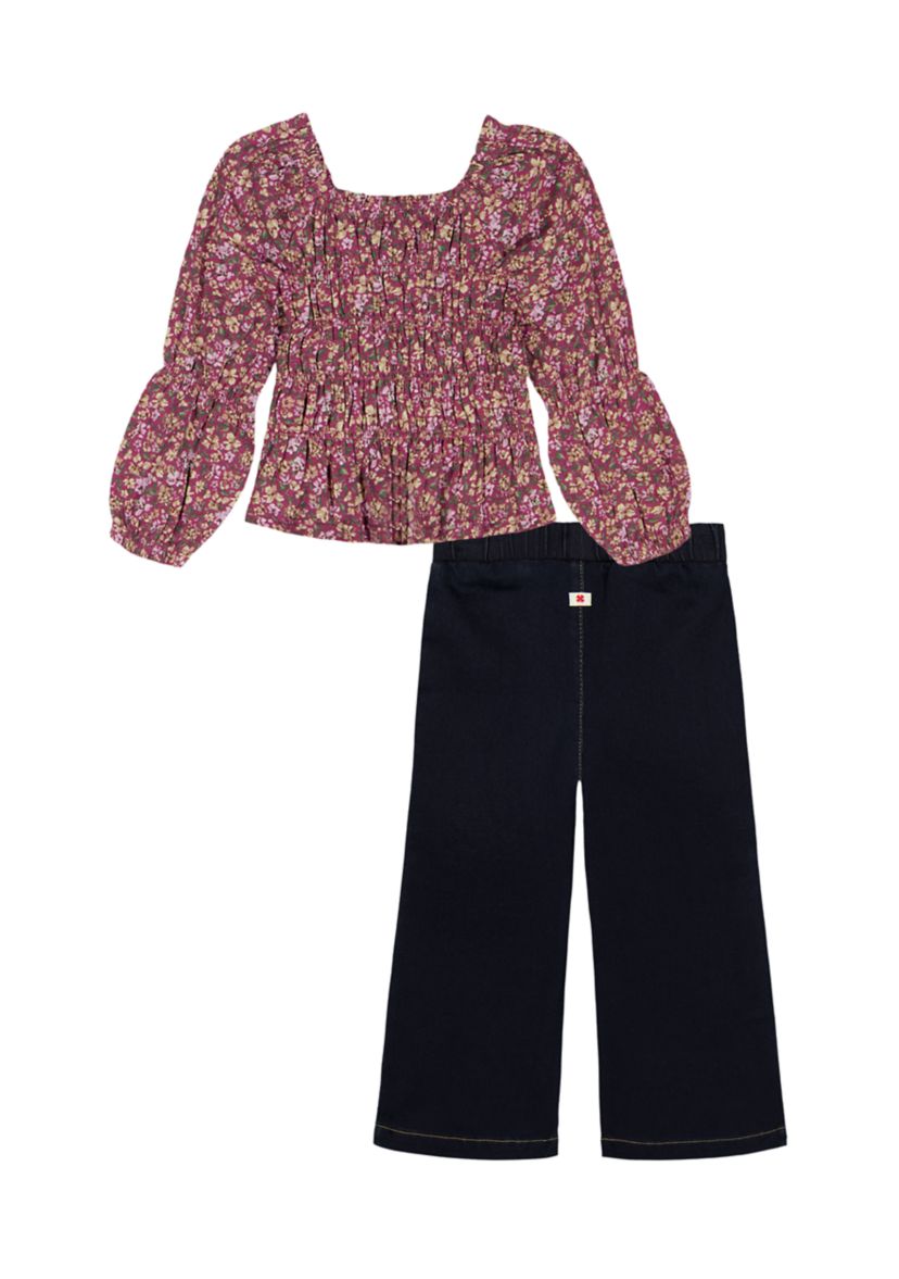 Toddler Girls Printed Top and Flared Pants Set