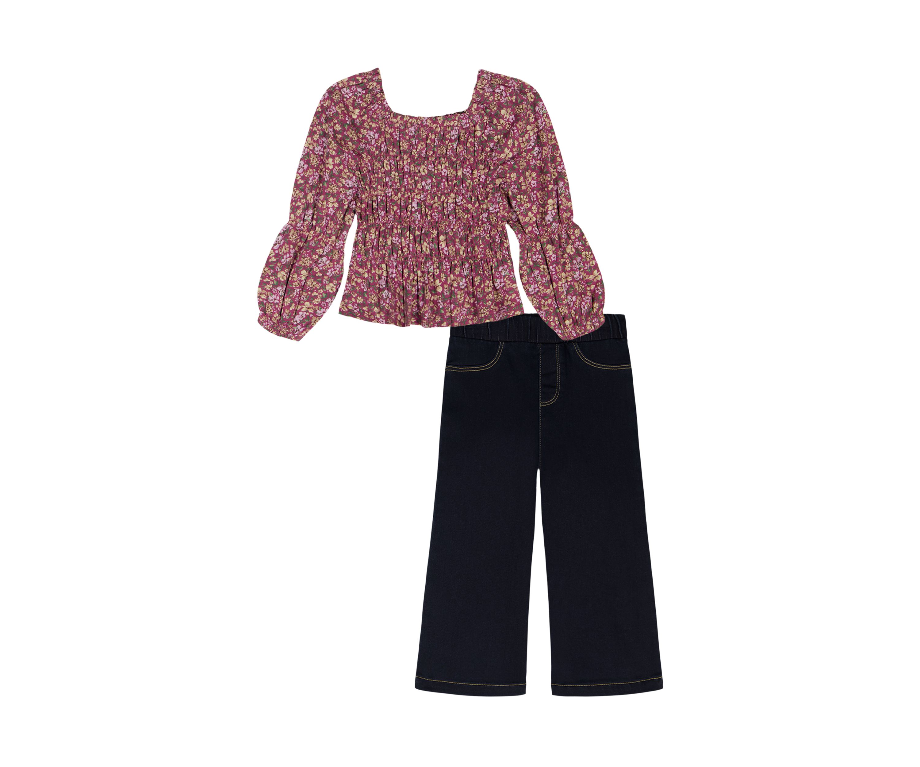 Toddler Girls Printed Top and Flared Pants Set