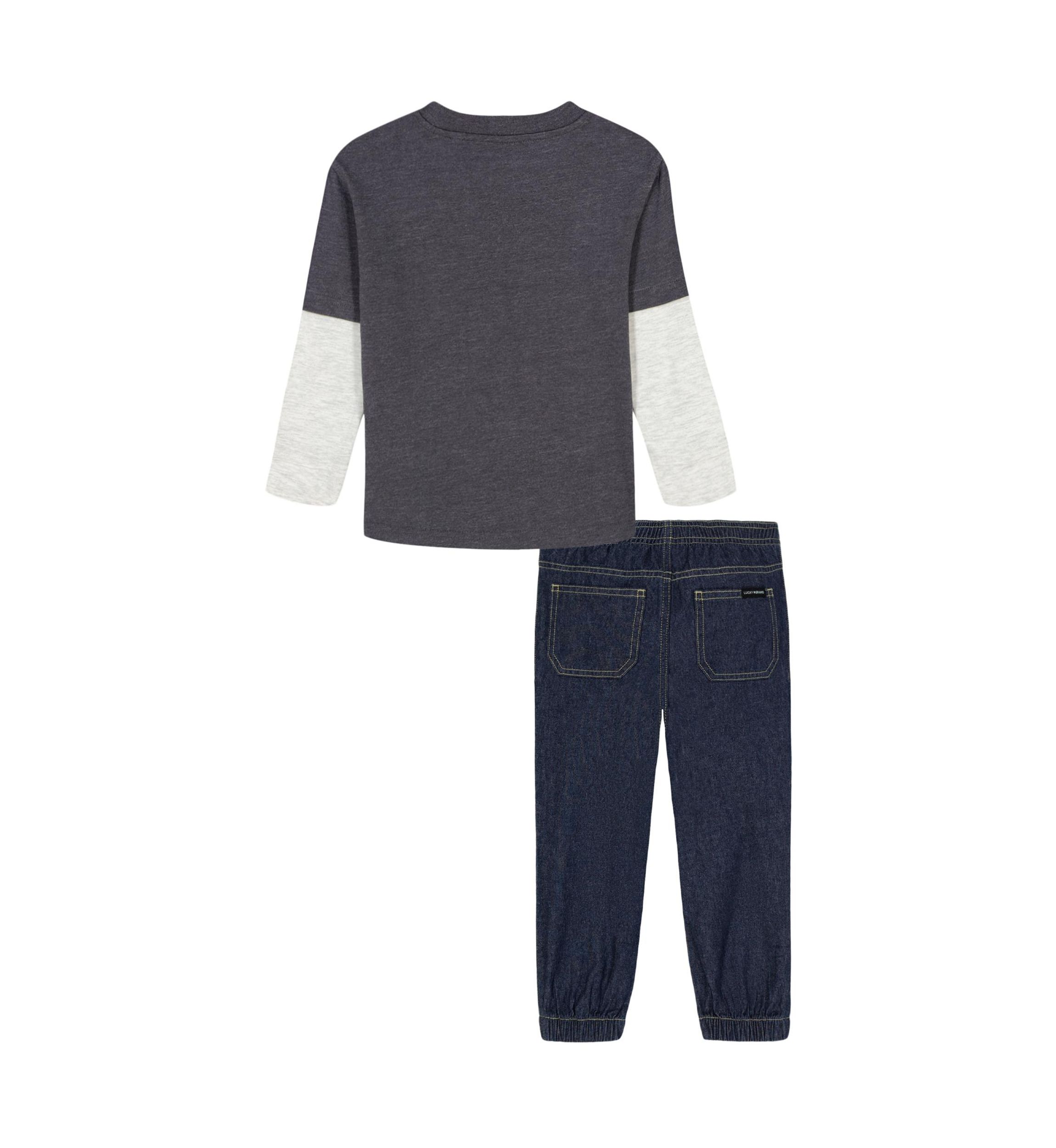 Toddler Boys Long Sleeve T-Shirt and Denim Pants Set